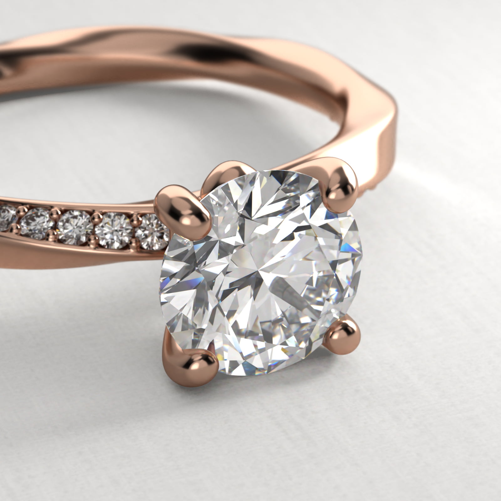 Helix Pavé Diamond Engagement Ring In 14K Rose Gold