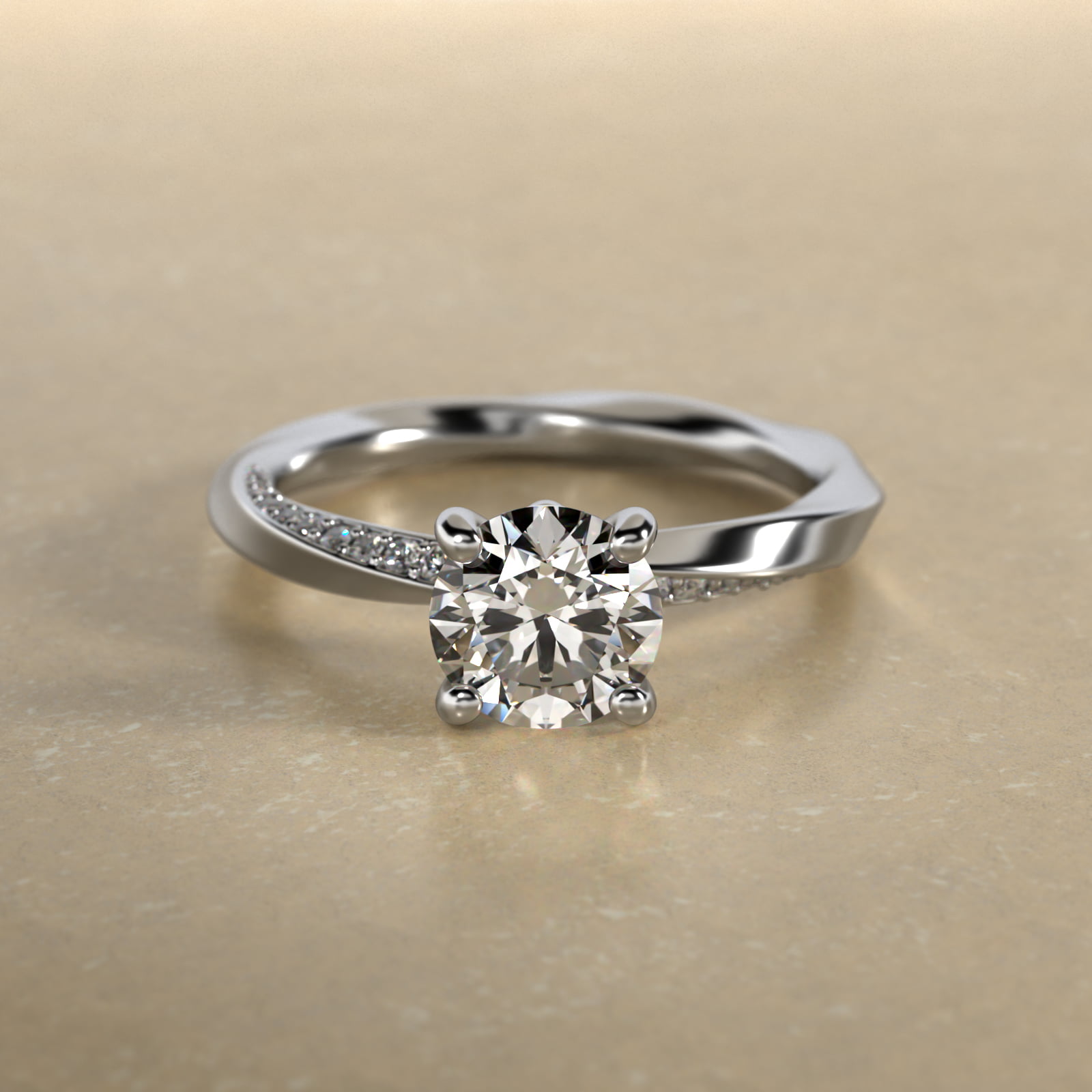 Helix Pavé Diamond Engagement Ring In 14K White Gold