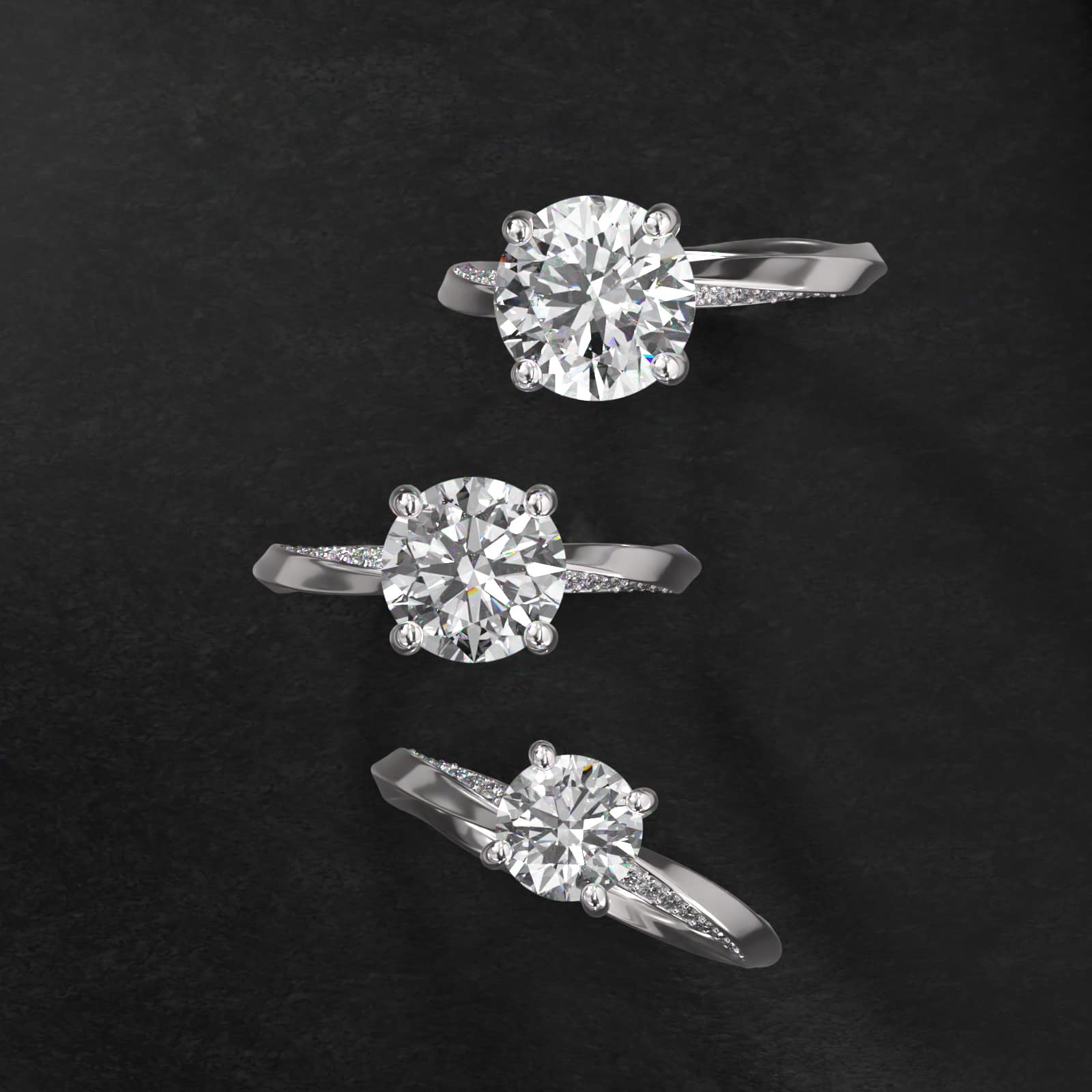 Helix Pavé Diamond Engagement Ring In 18K White Gold