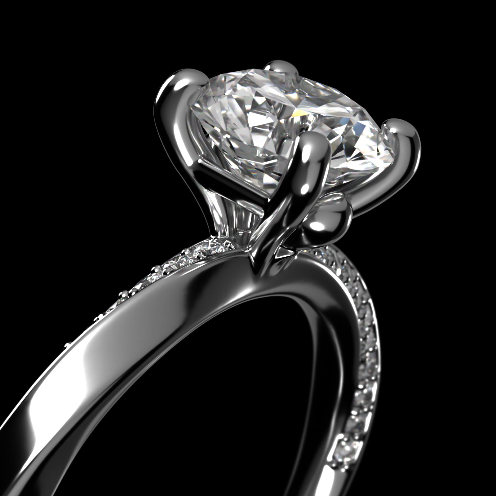 Helix Pavé Diamond Engagement Ring In 14K White Gold