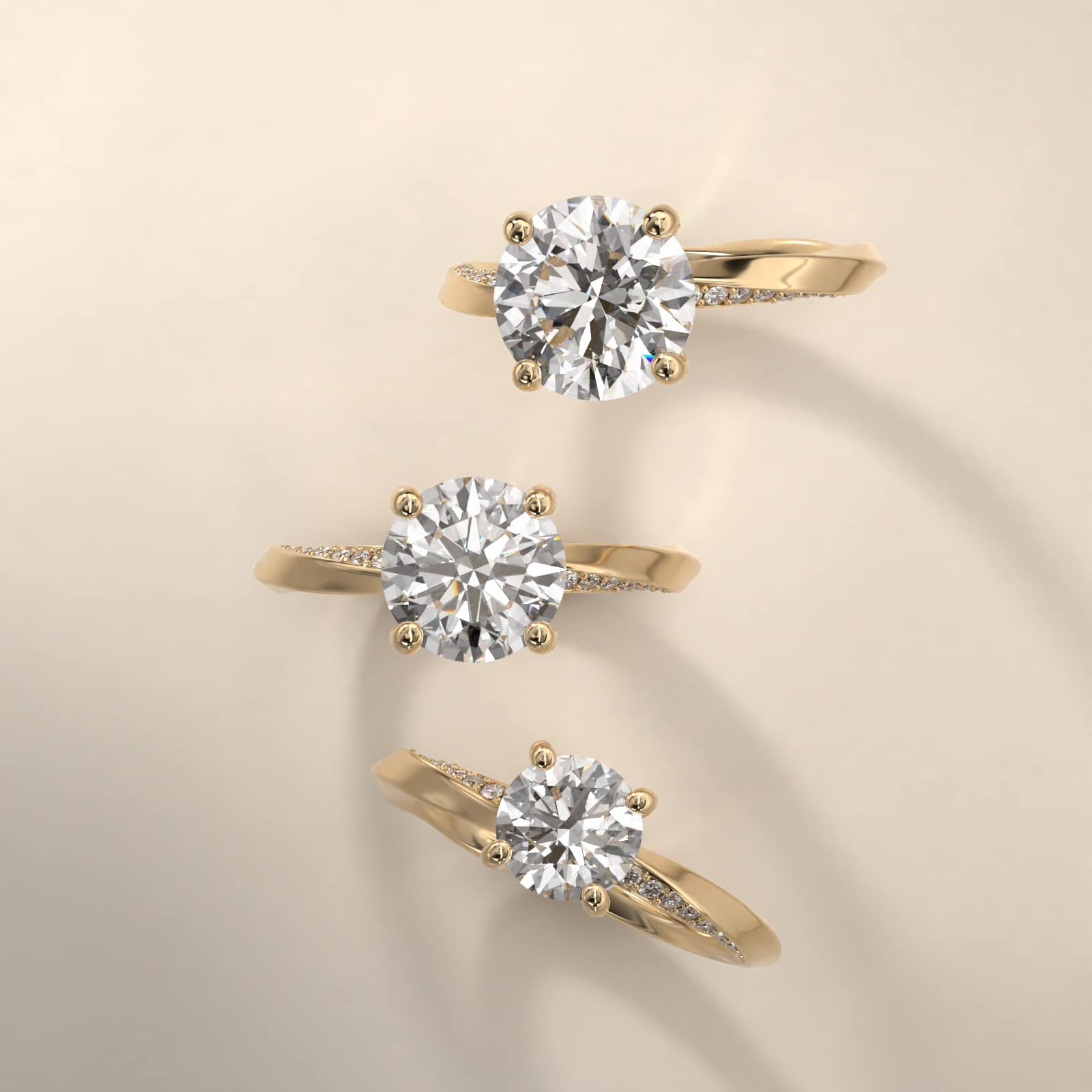 Helix Pavé Diamond Engagement Ring In 14K Yellow Gold