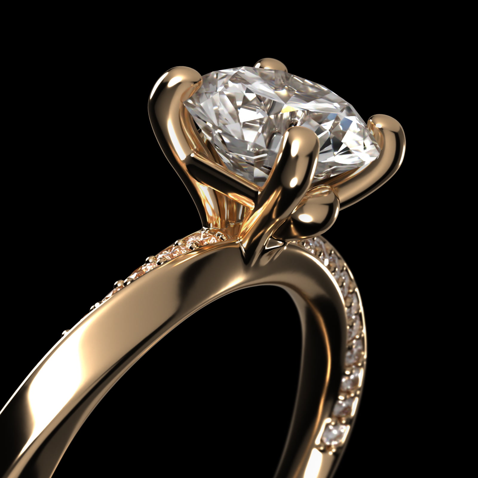Helix Pavé Diamond Engagement Ring In 18K Yellow Gold