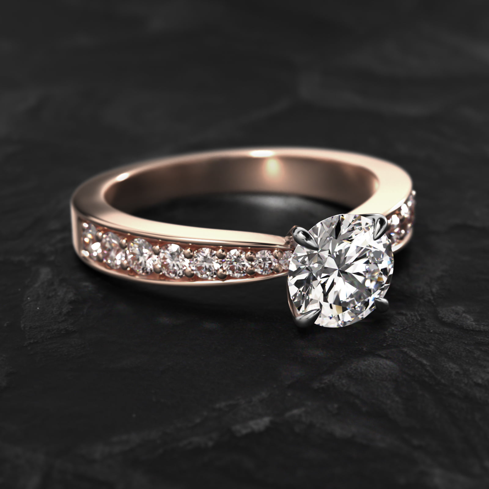 Perfect Pavé Diamond Engagement Ring In 14K Rose Gold