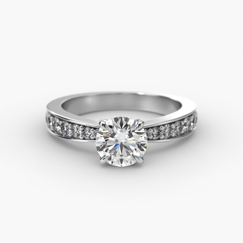 Perfect Pavé Diamond Engagement Ring In 14K White Gold
