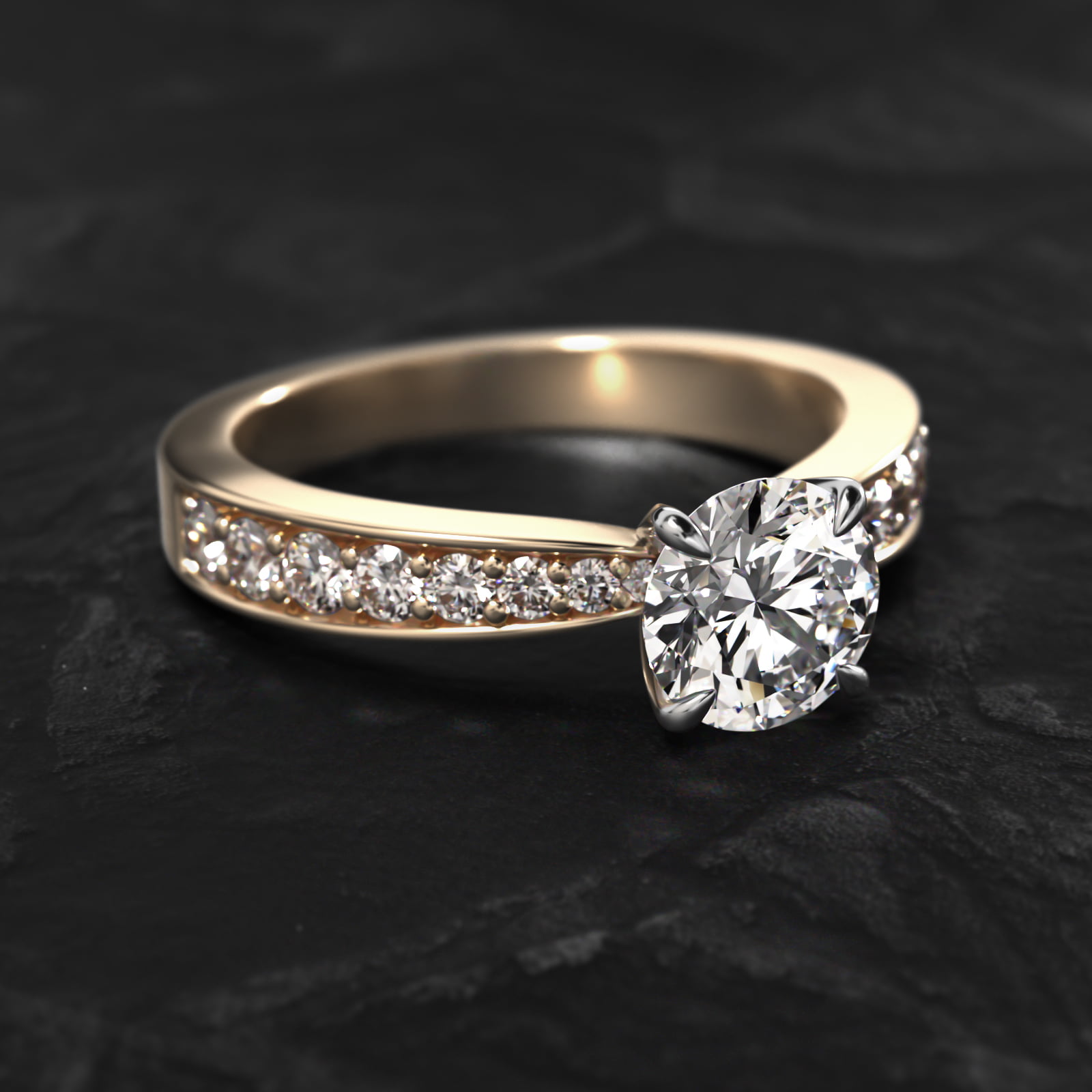 Perfect Pavé Diamond Engagement Ring In 14K Yellow Gold