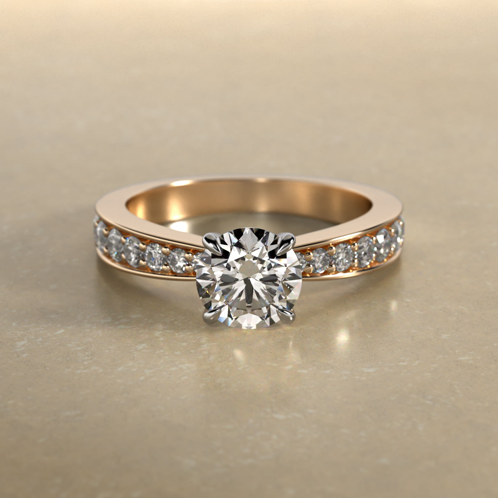 Perfect Pavé Diamond Engagement Ring In 18K Yellow Gold