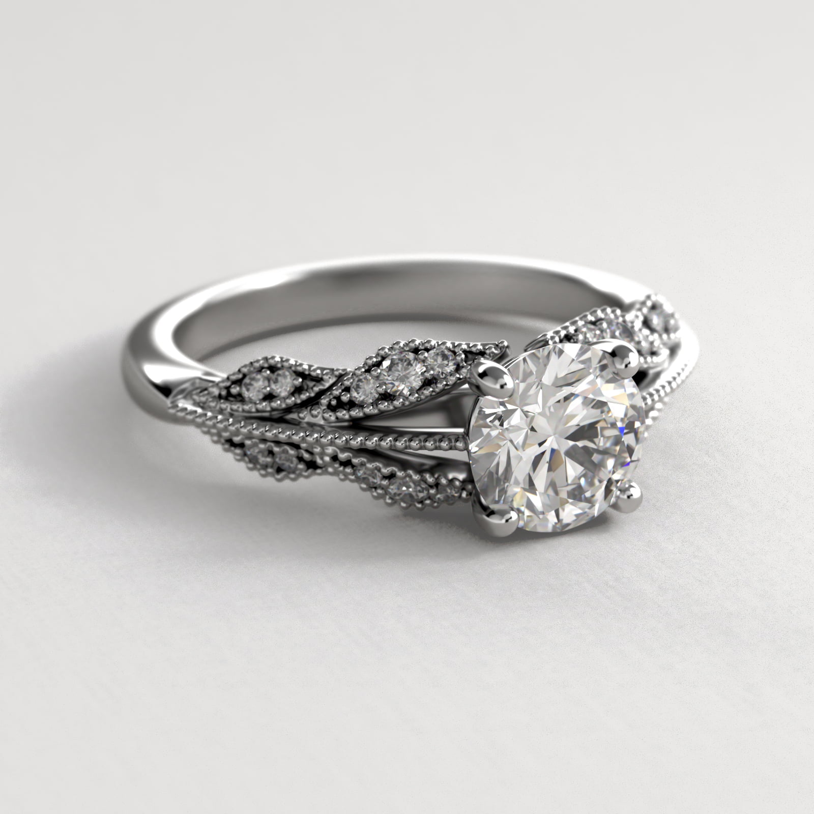 Floral Bouquet Vintage-Style Engagement Ring In Platinum