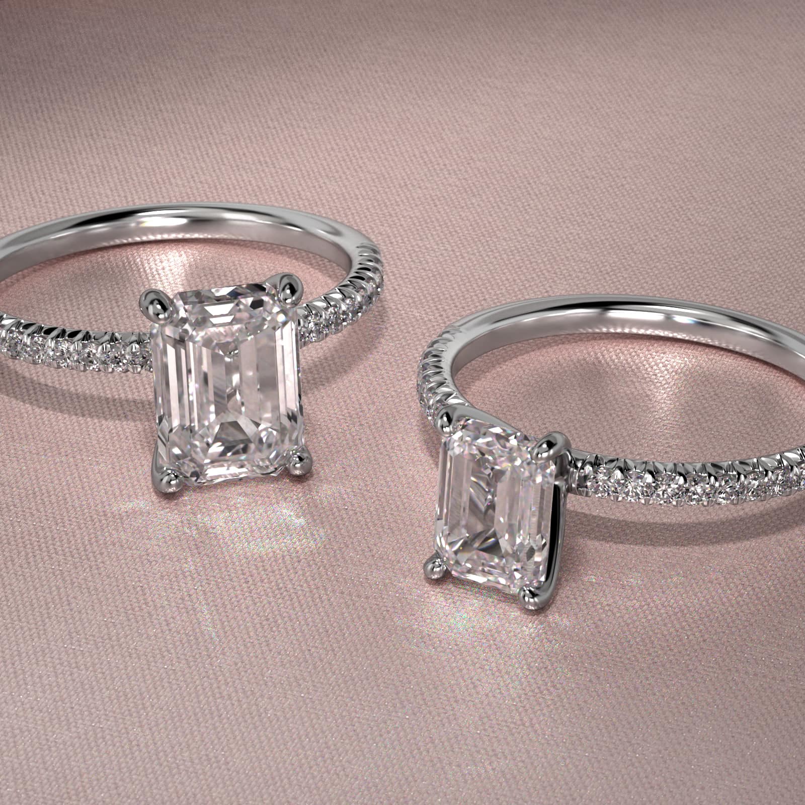 Petite Pavé Diamond Engagement Ring In 14K White Gold