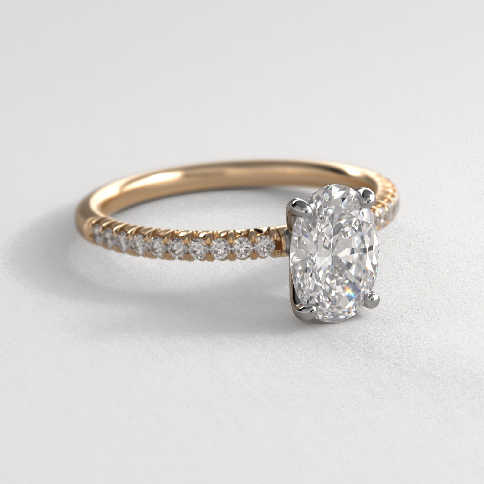 Petite Pavé Diamond Engagement Ring In 14K Yellow Gold