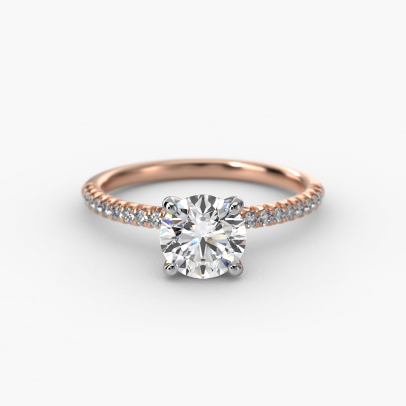 Petite Pavé Diamond Engagement Ring In 14K Rose Gold