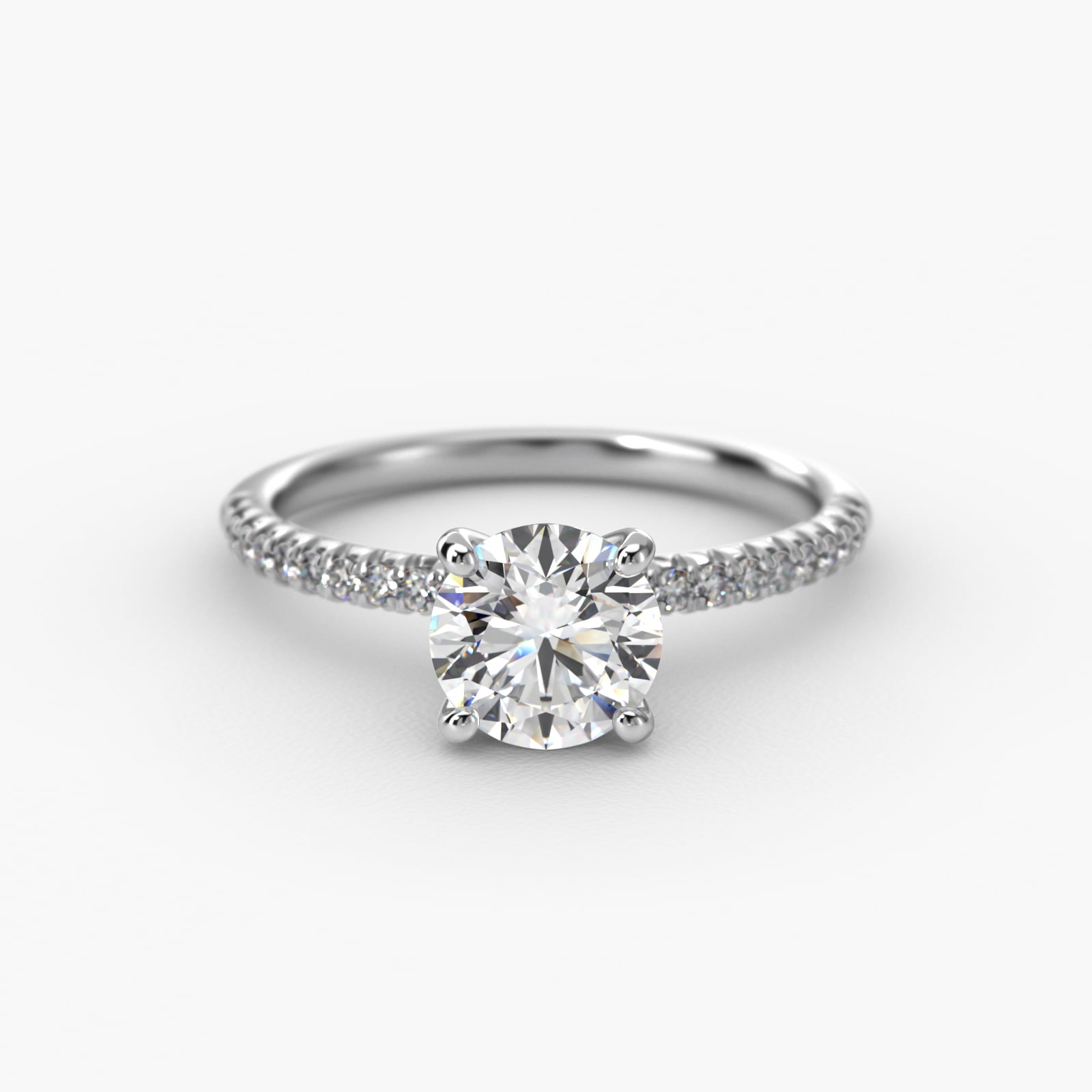 Petite Pavé Diamond Engagement Ring In Platinum