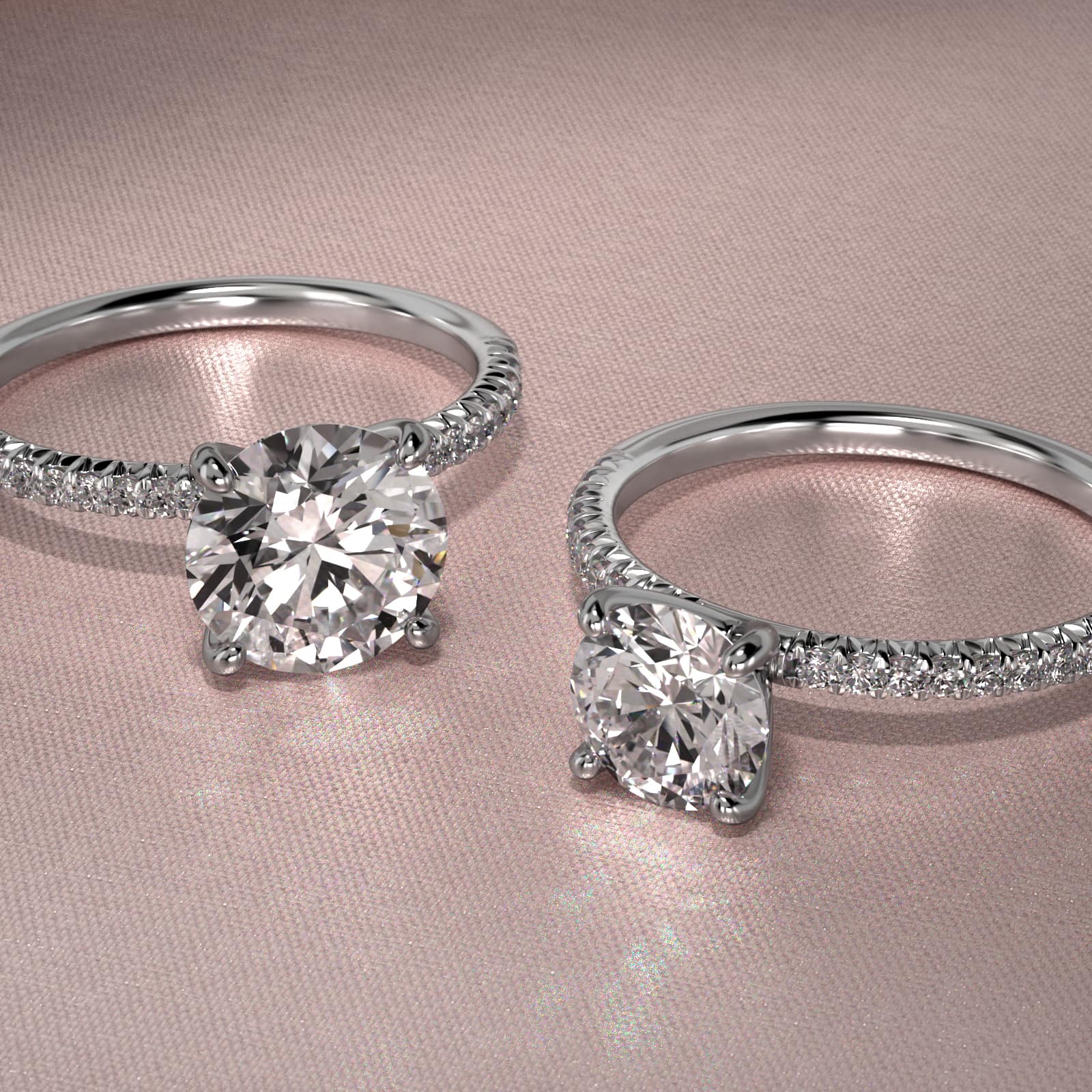 Petite Pavé Diamond Engagement Ring In 14K White Gold