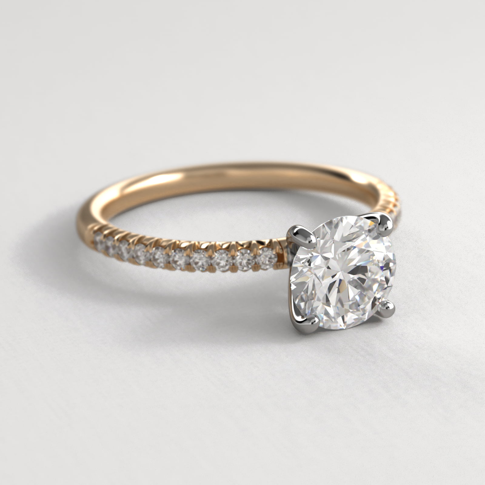 Petite Pavé Diamond Engagement Ring In 18K Yellow Gold