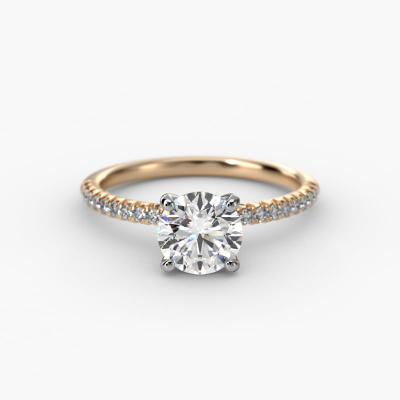 Petite Pavé Diamond Engagement Ring In 14K Yellow Gold