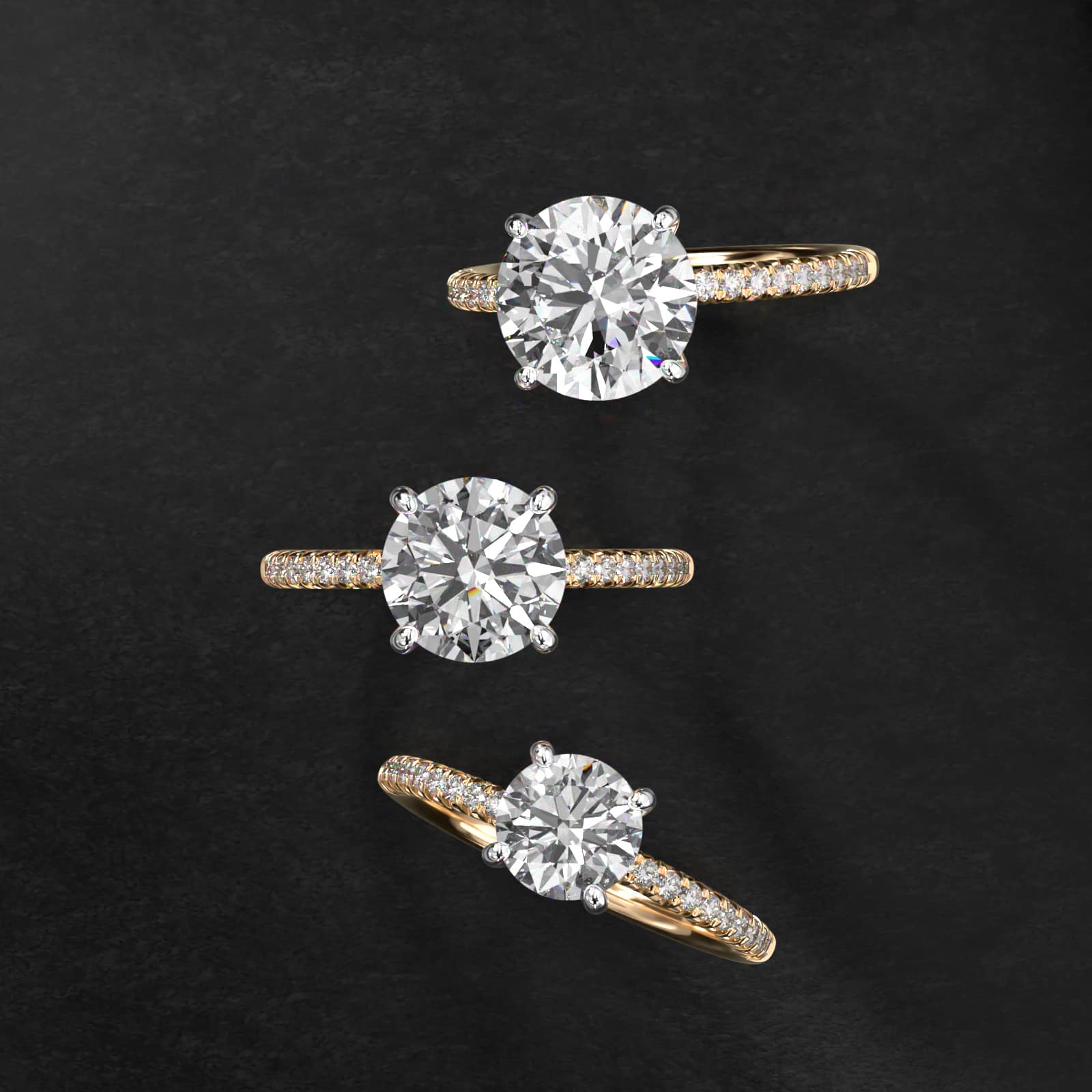 Petite Pavé Lab-Grown Diamond Engagement Ring In 14K Yellow Gold