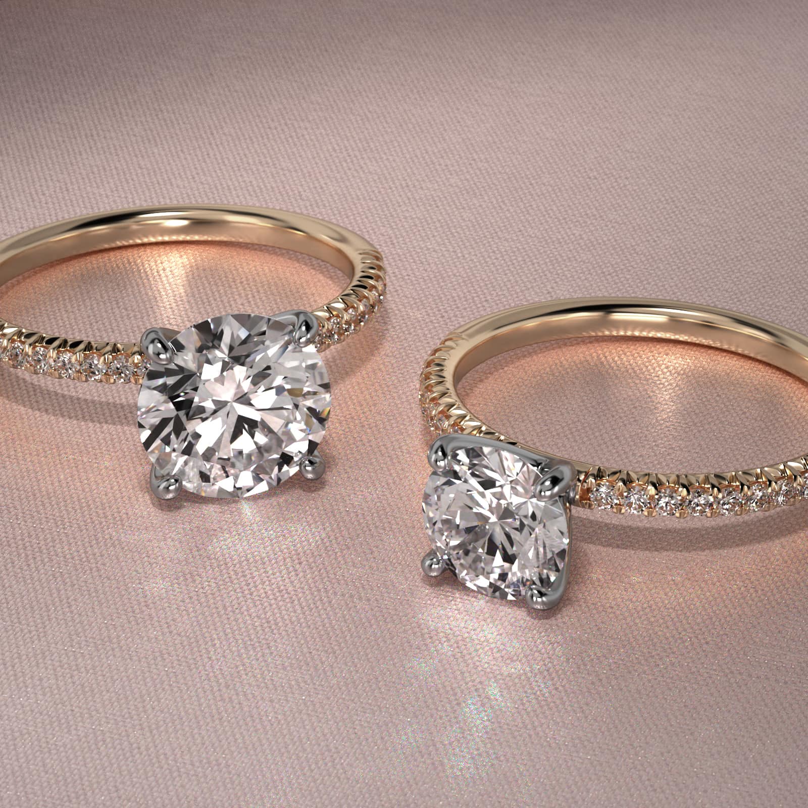 Petite Pavé Diamond Engagement Ring In 18K Yellow Gold