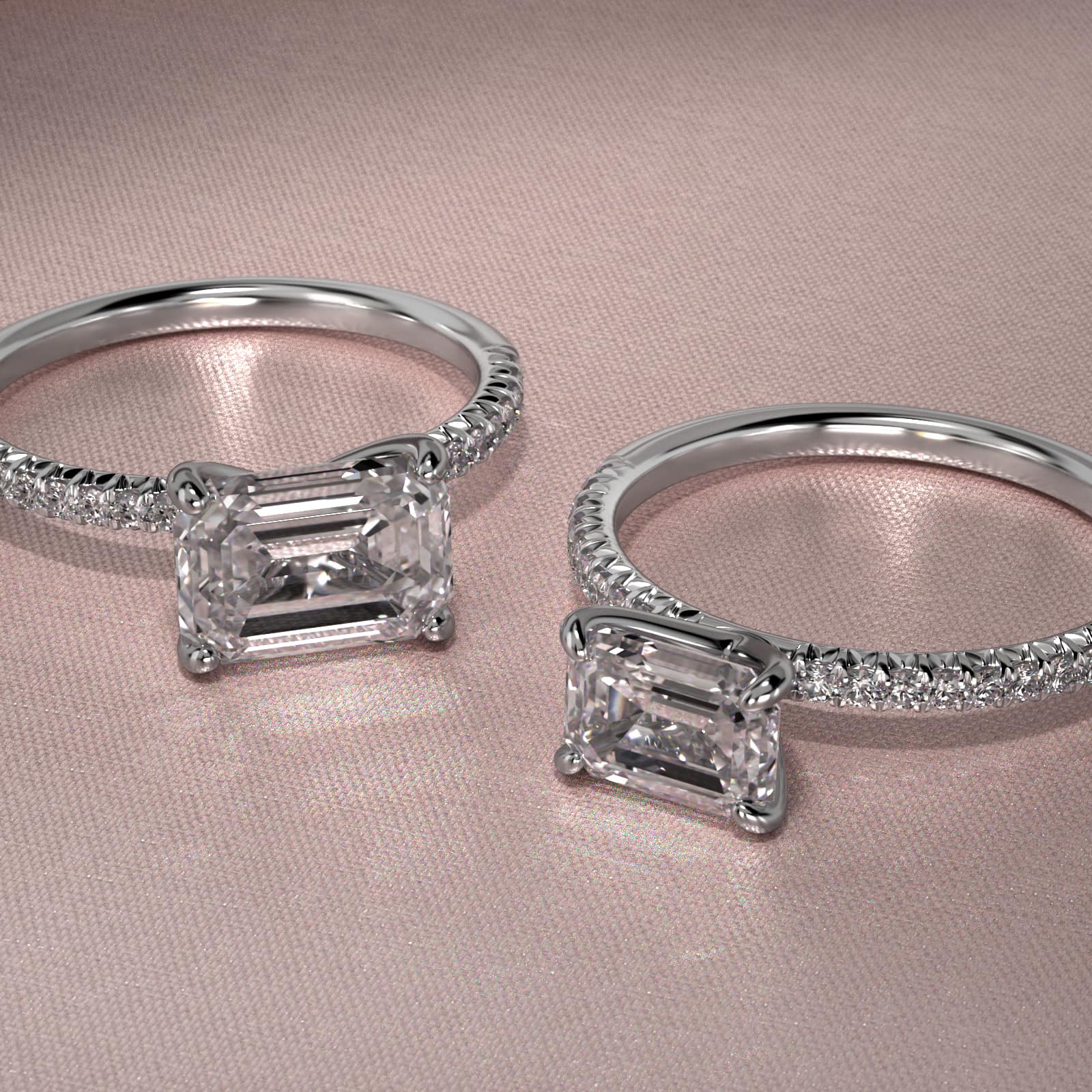 East West Petite Pavé Diamond Engagement Ring In Platinum