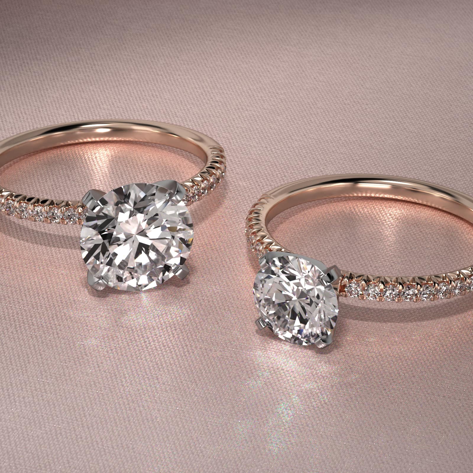 Petite Pavé Diamond Engagement Ring In 14K Rose Gold