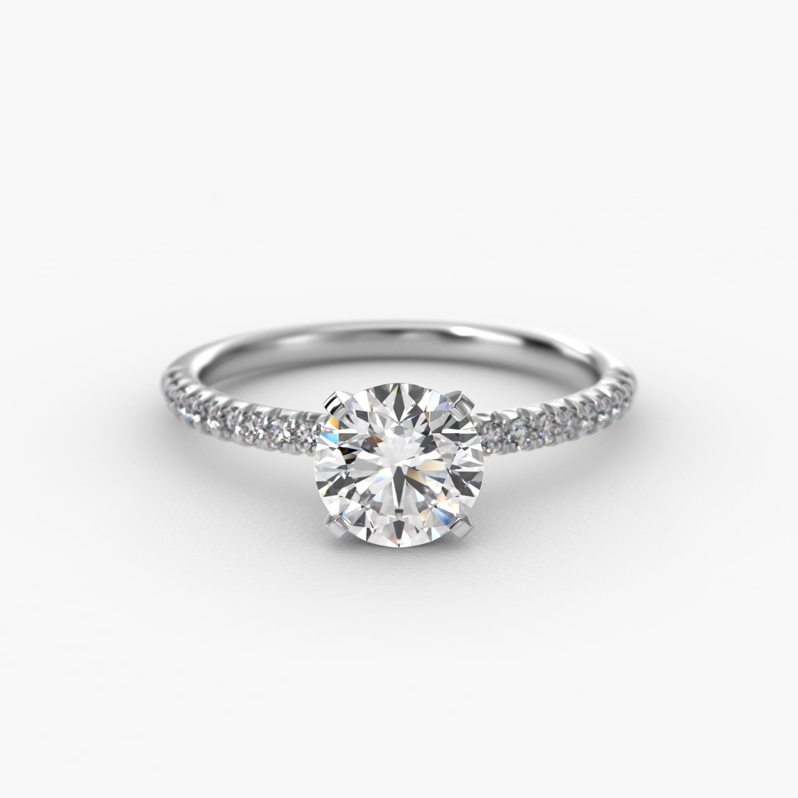 Petite Pavé Diamond Engagement Ring In 14K White Gold