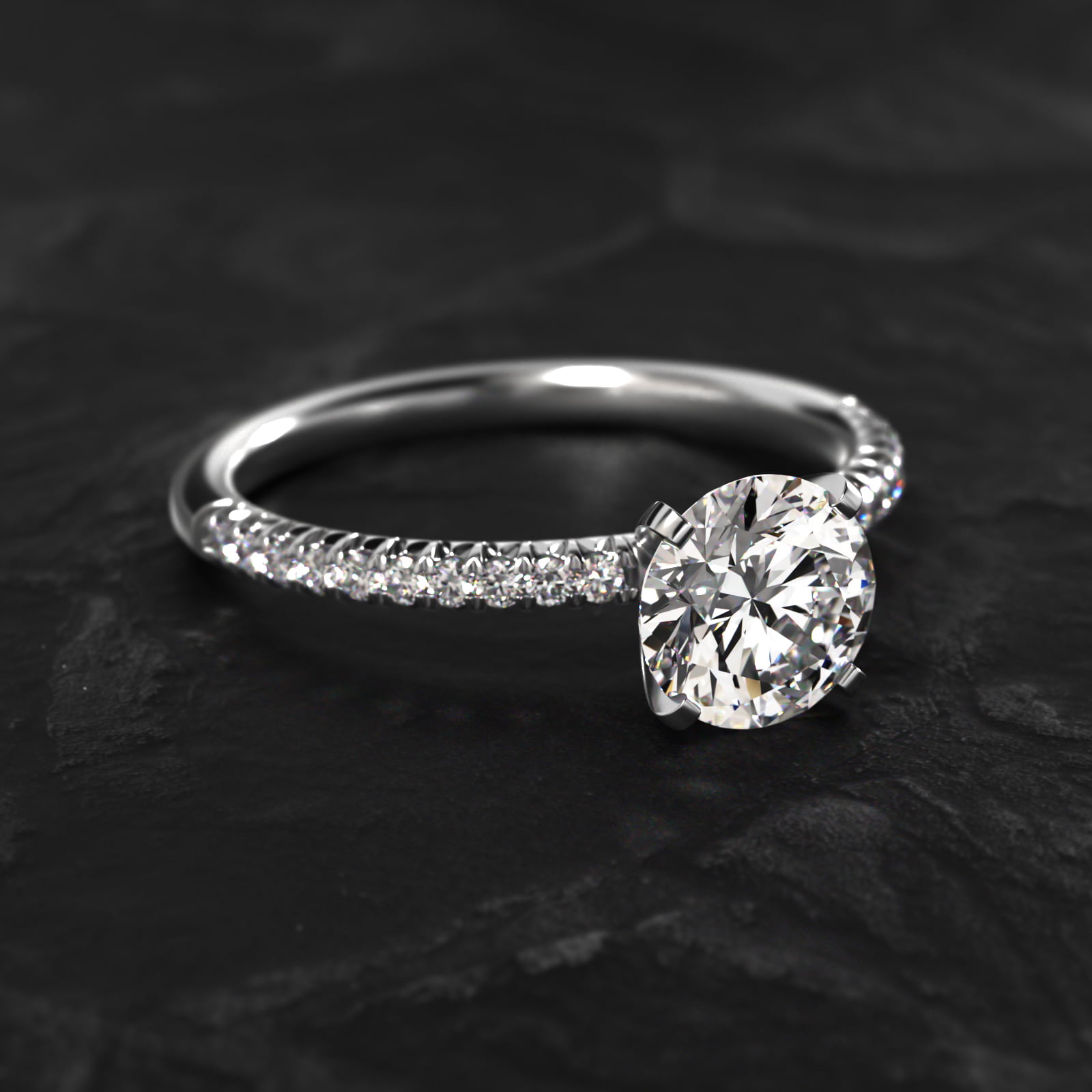 Petite Pavé Diamond Engagement Ring In Platinum