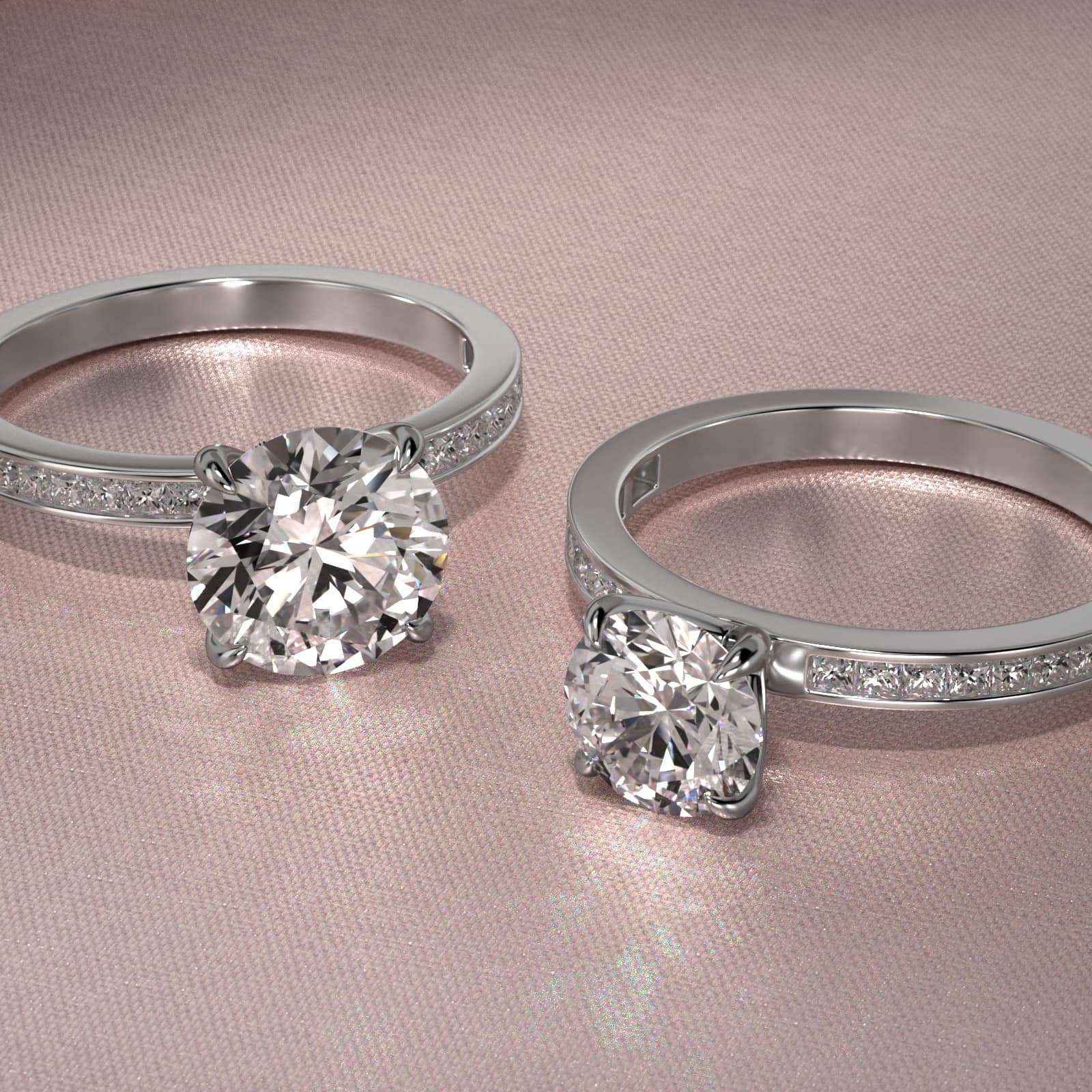 Engagement Ring With Channel Set Princess Cut Diamonds In Platinum