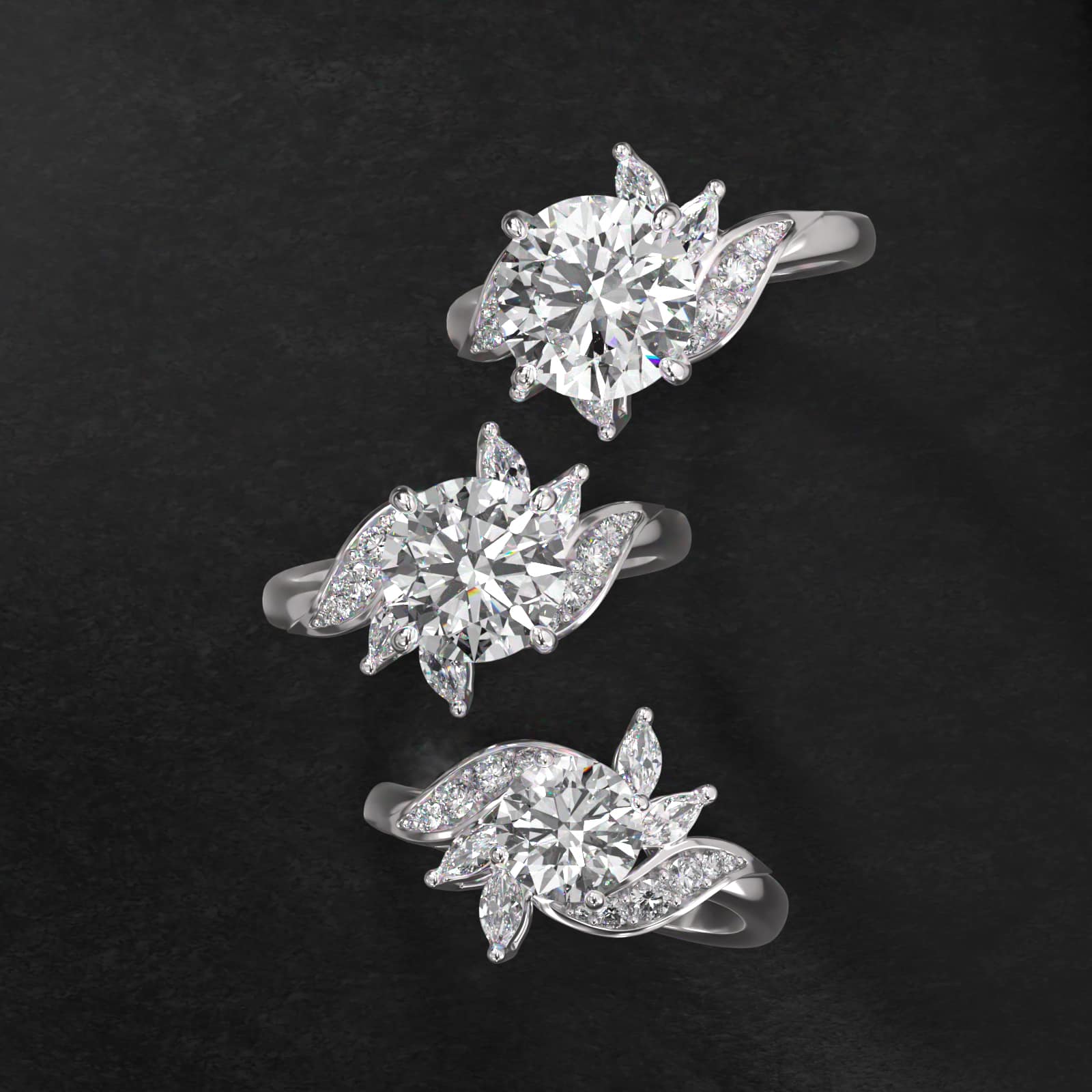 14K White Gold Bird of Paradise Engagement Ring