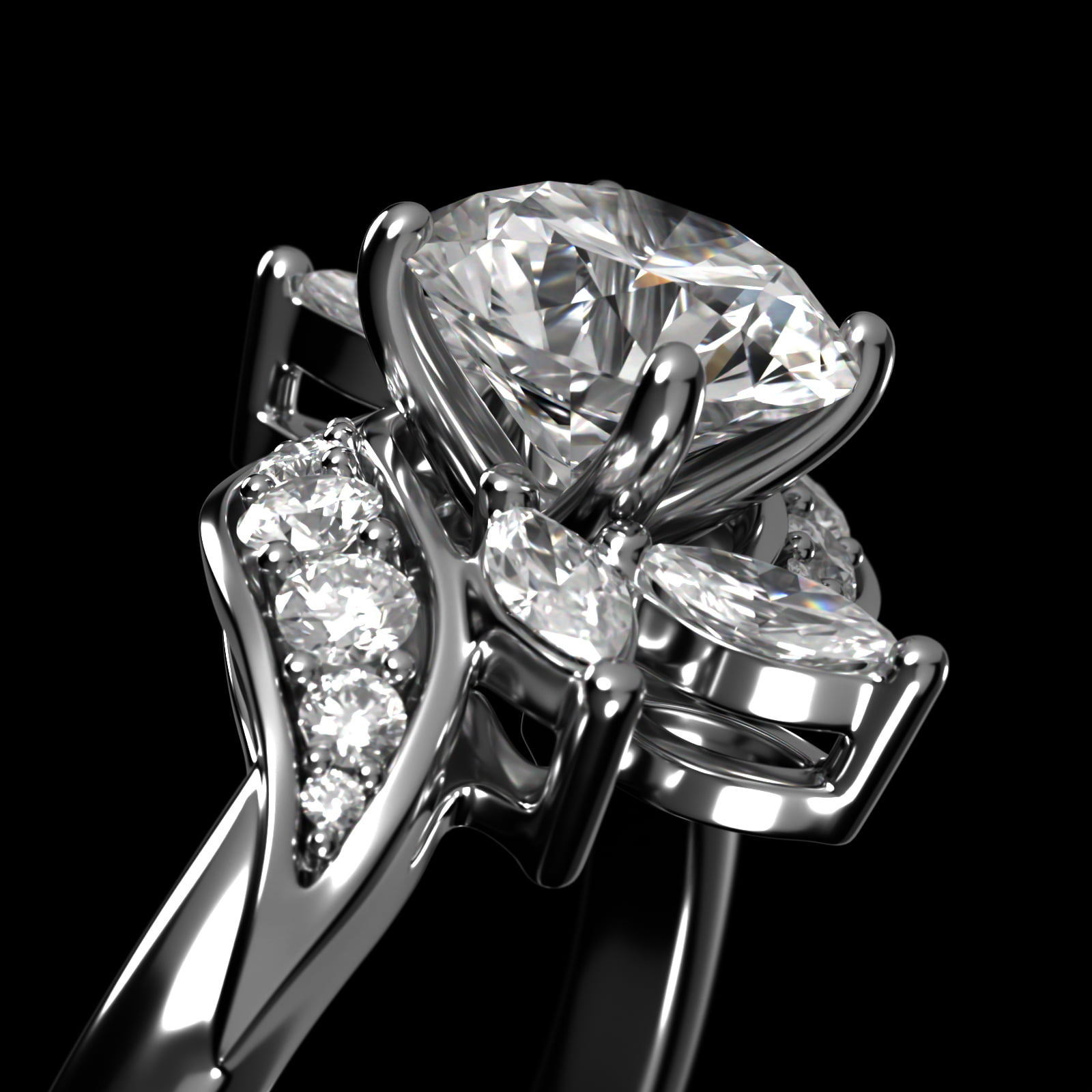 Platinum Bird of Paradise Engagement Ring