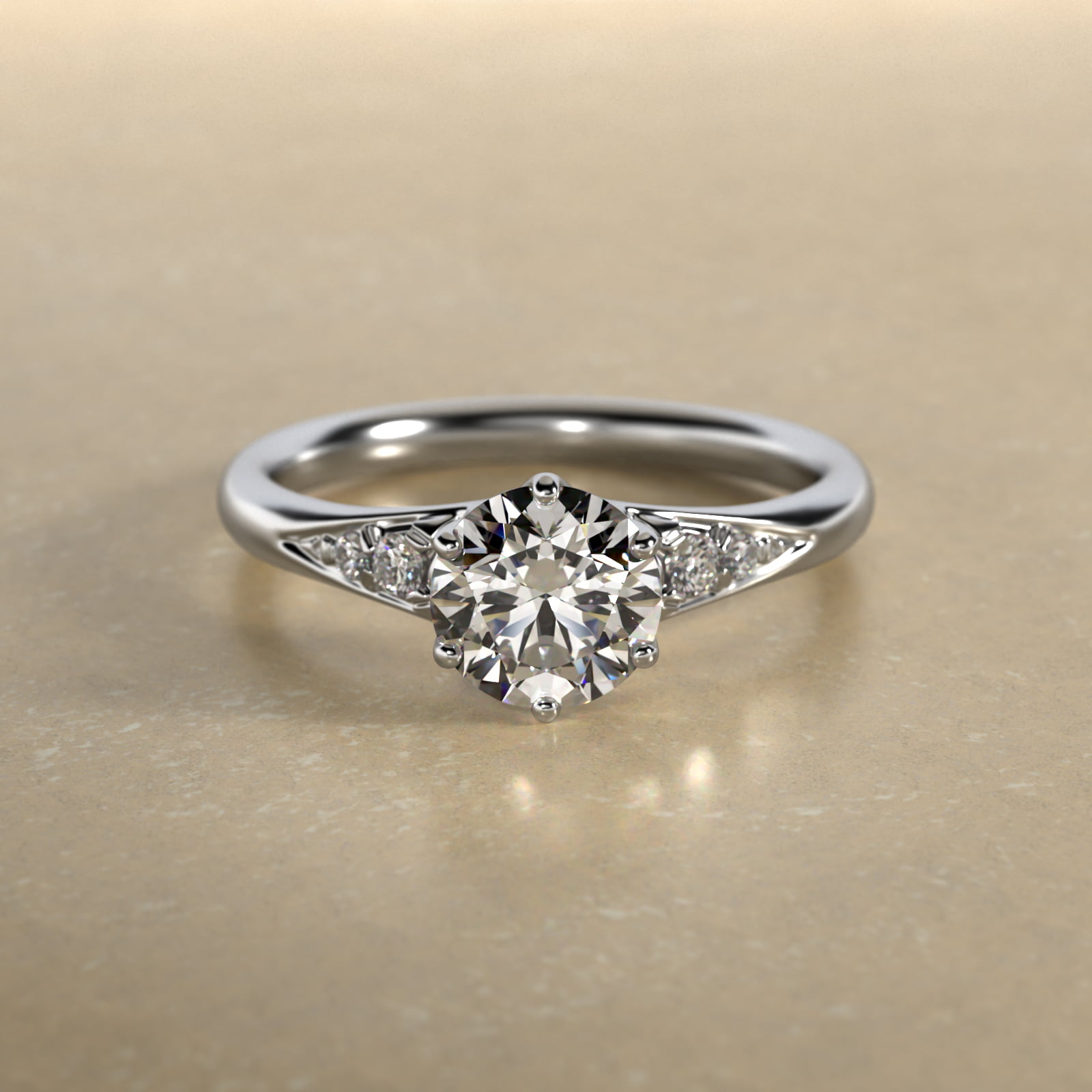 Tapered Pavé Side Stone Diamond Engagement Ring In Platinum