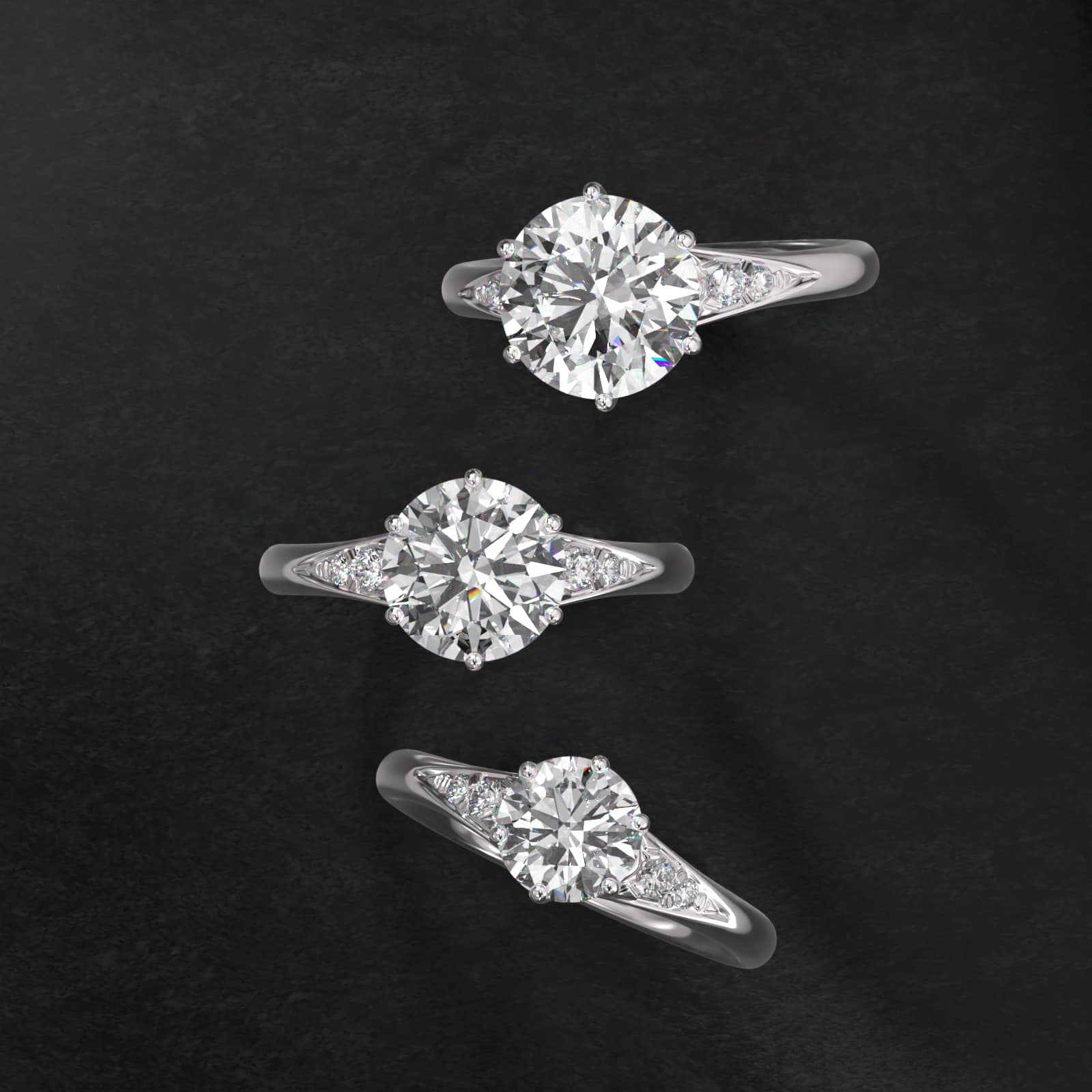 Tapered Pavé Side Stone Diamond Engagement Ring In Platinum