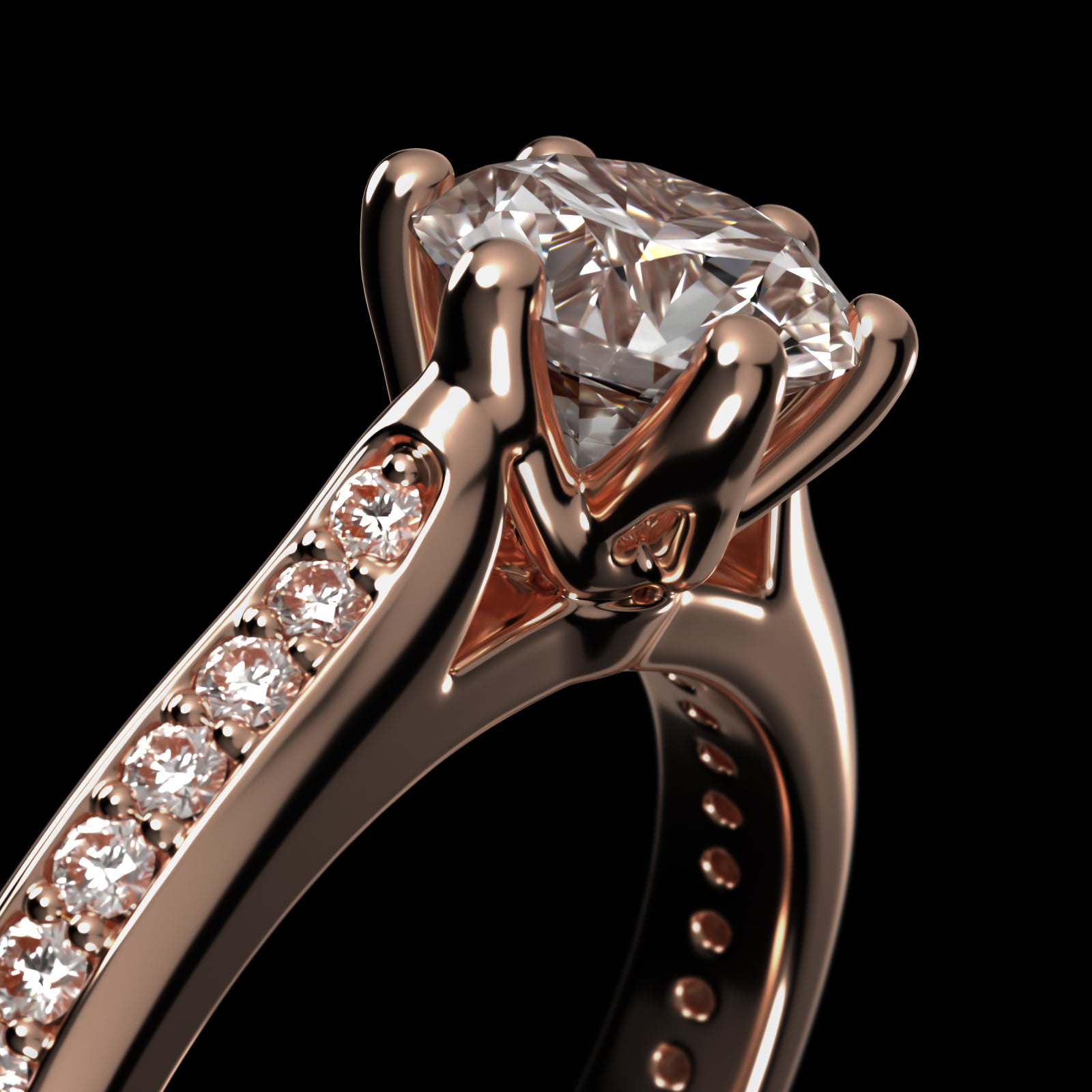 Trellis Pavé Diamond Engagement Ring In 14K Rose Gold