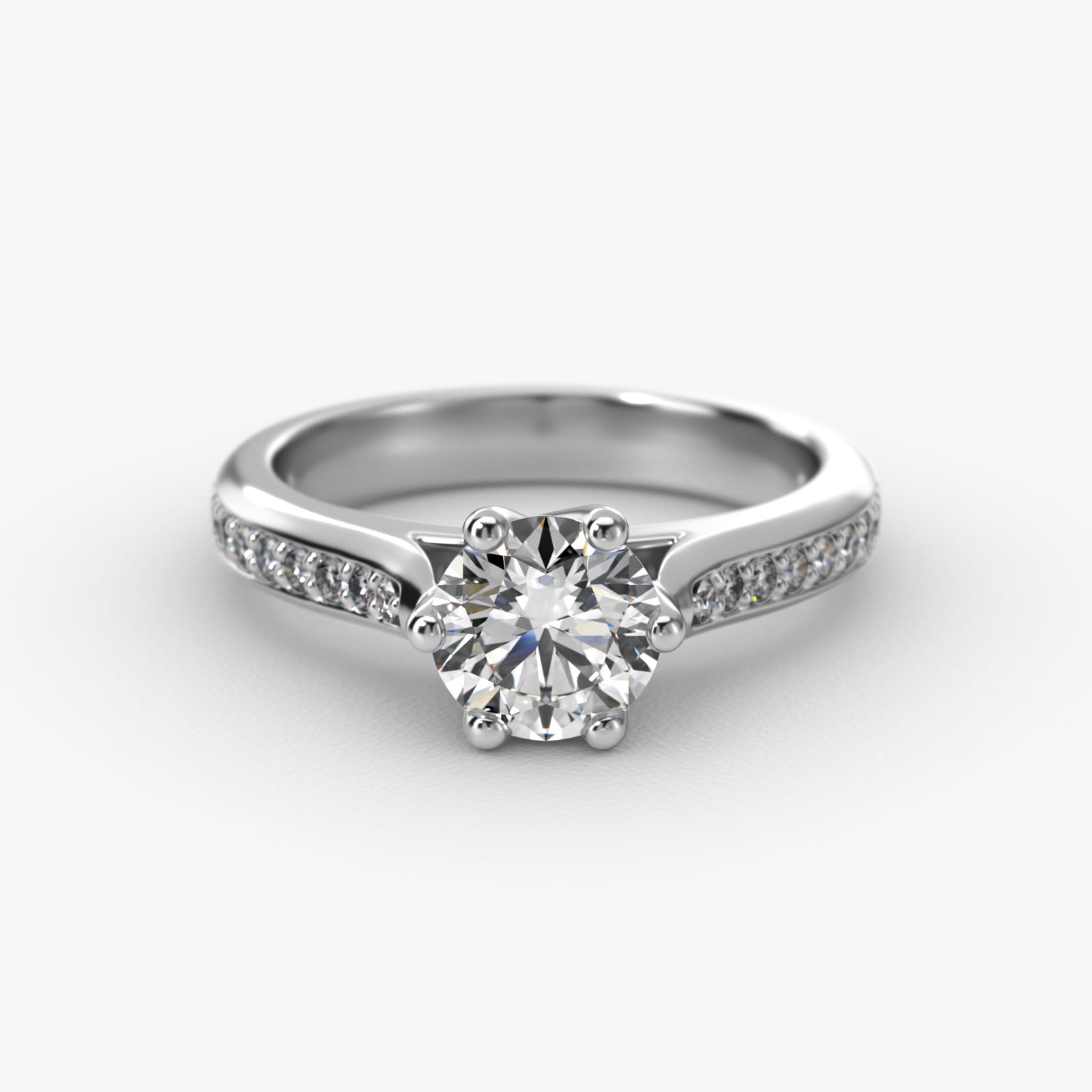 Trellis Pavé Diamond Engagement Ring In 14K White Gold