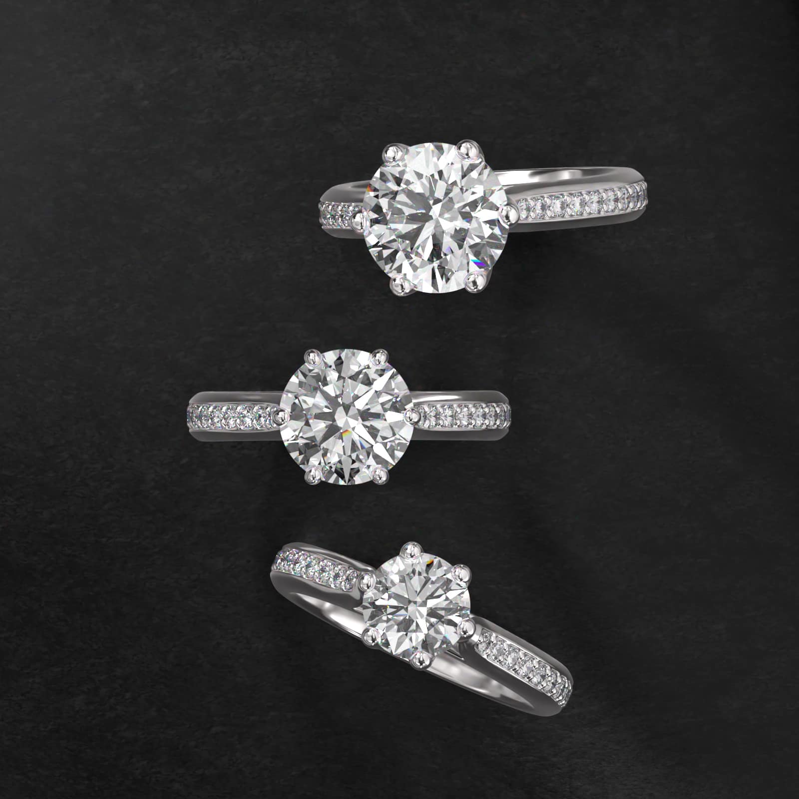 Trellis Pavé Diamond Engagement Ring In 14K White Gold