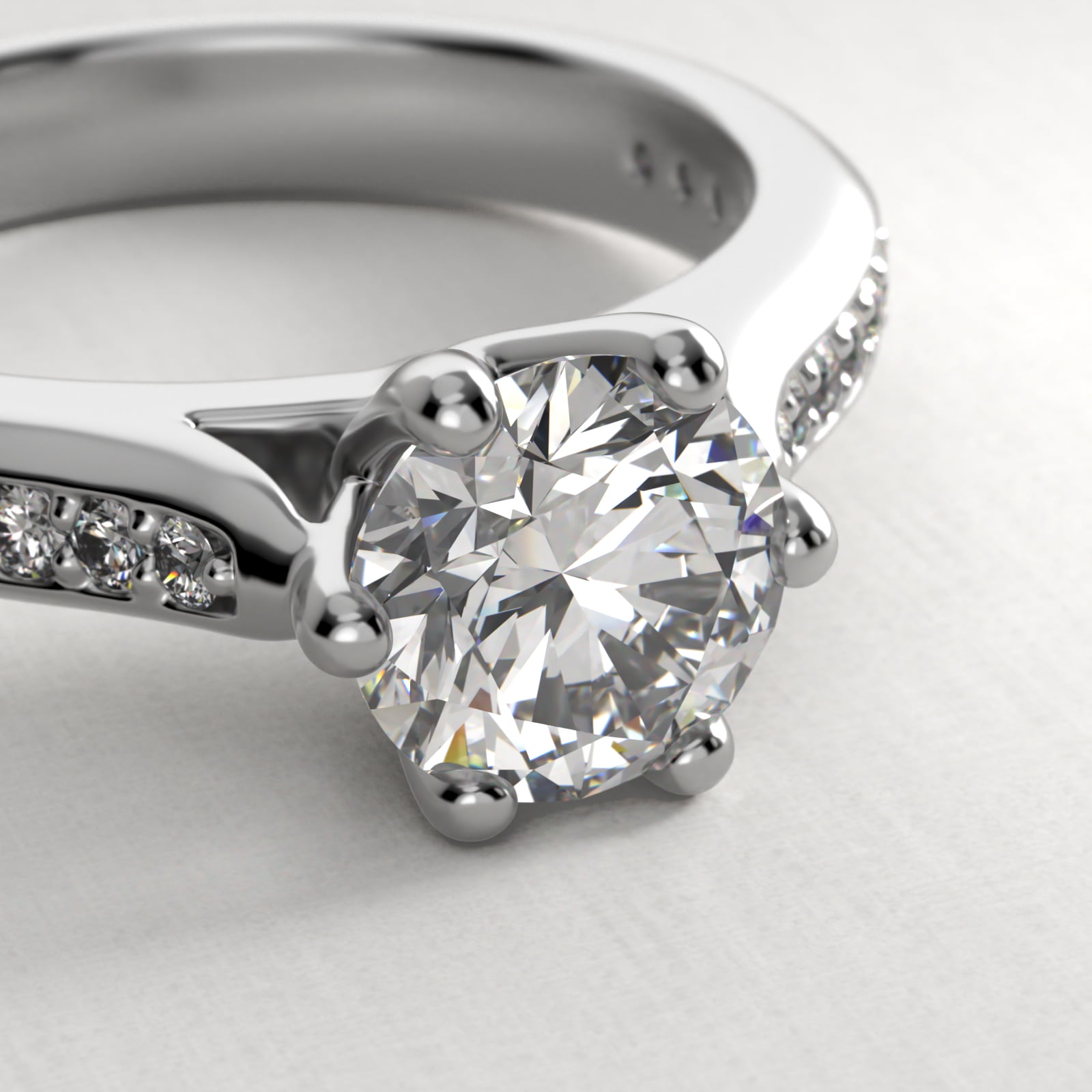 Trellis Pavé Diamond Engagement Ring In 18K White Gold