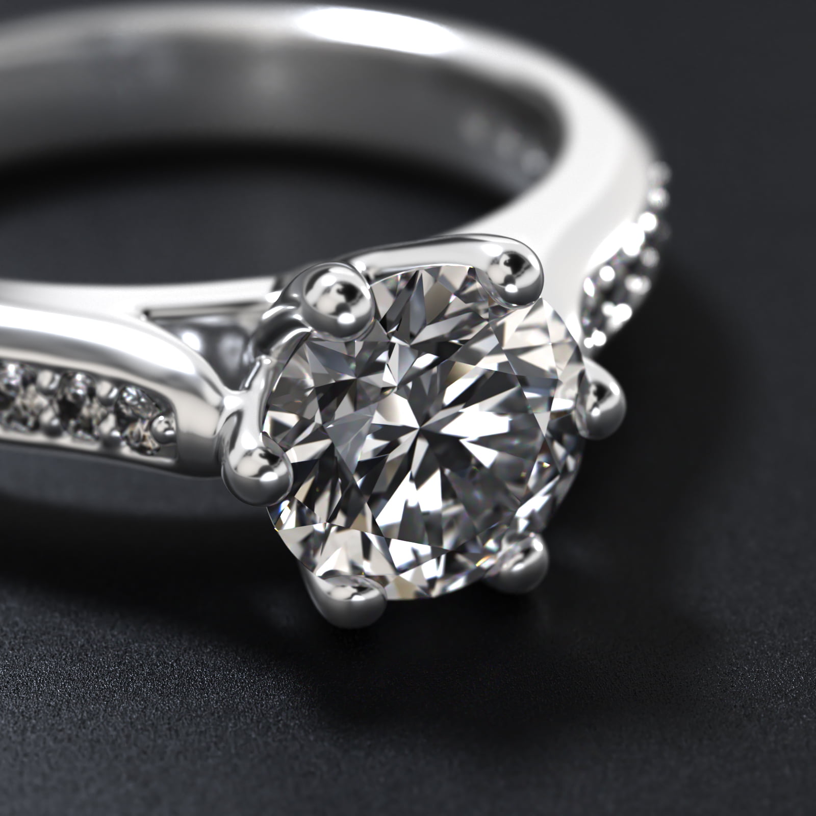 Trellis Pavé Diamond Engagement Ring In 14K White Gold