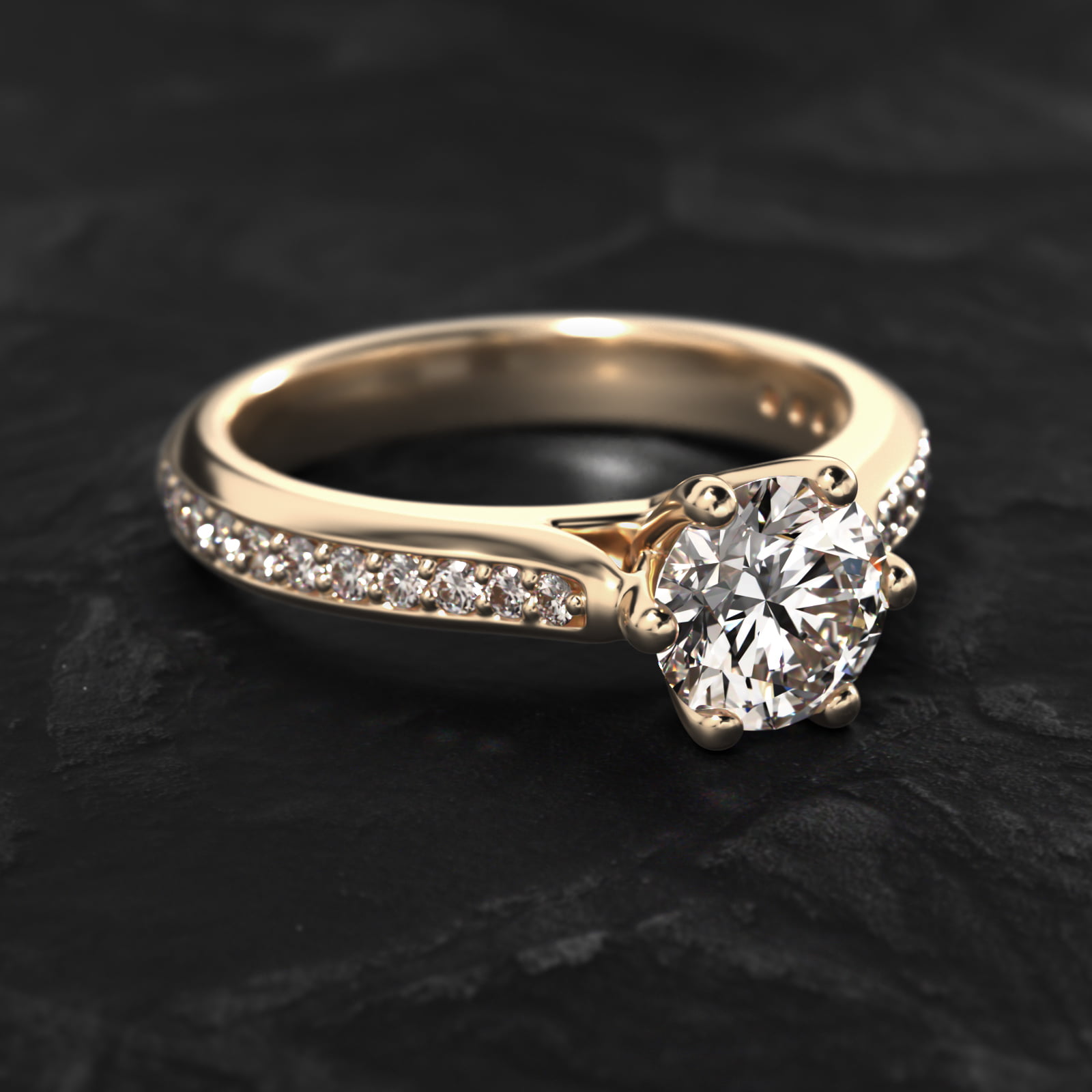 Trellis Pavé Diamond Engagement Ring In 14K Yellow Gold