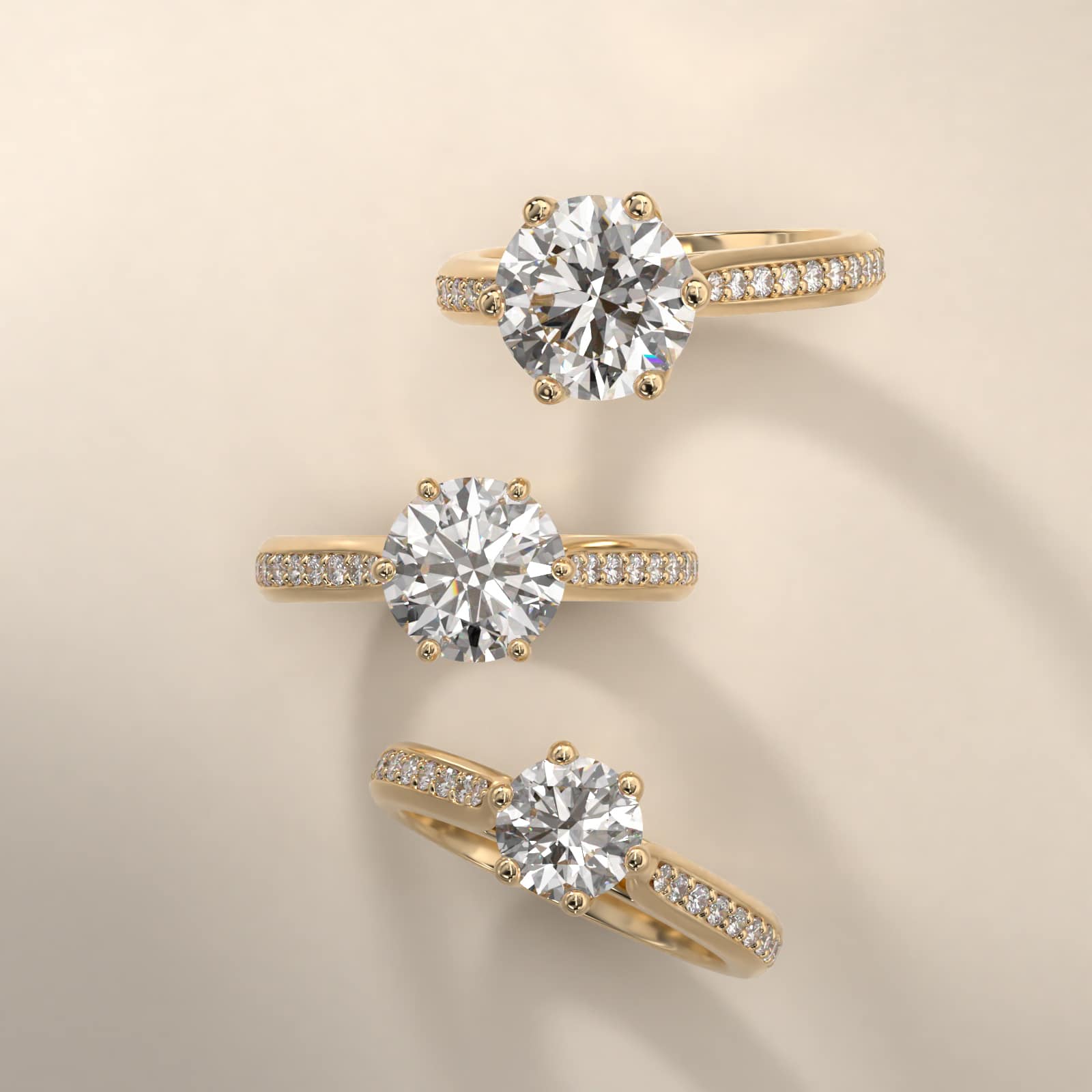 Trellis Pavé Diamond Engagement Ring In 18K Yellow Gold