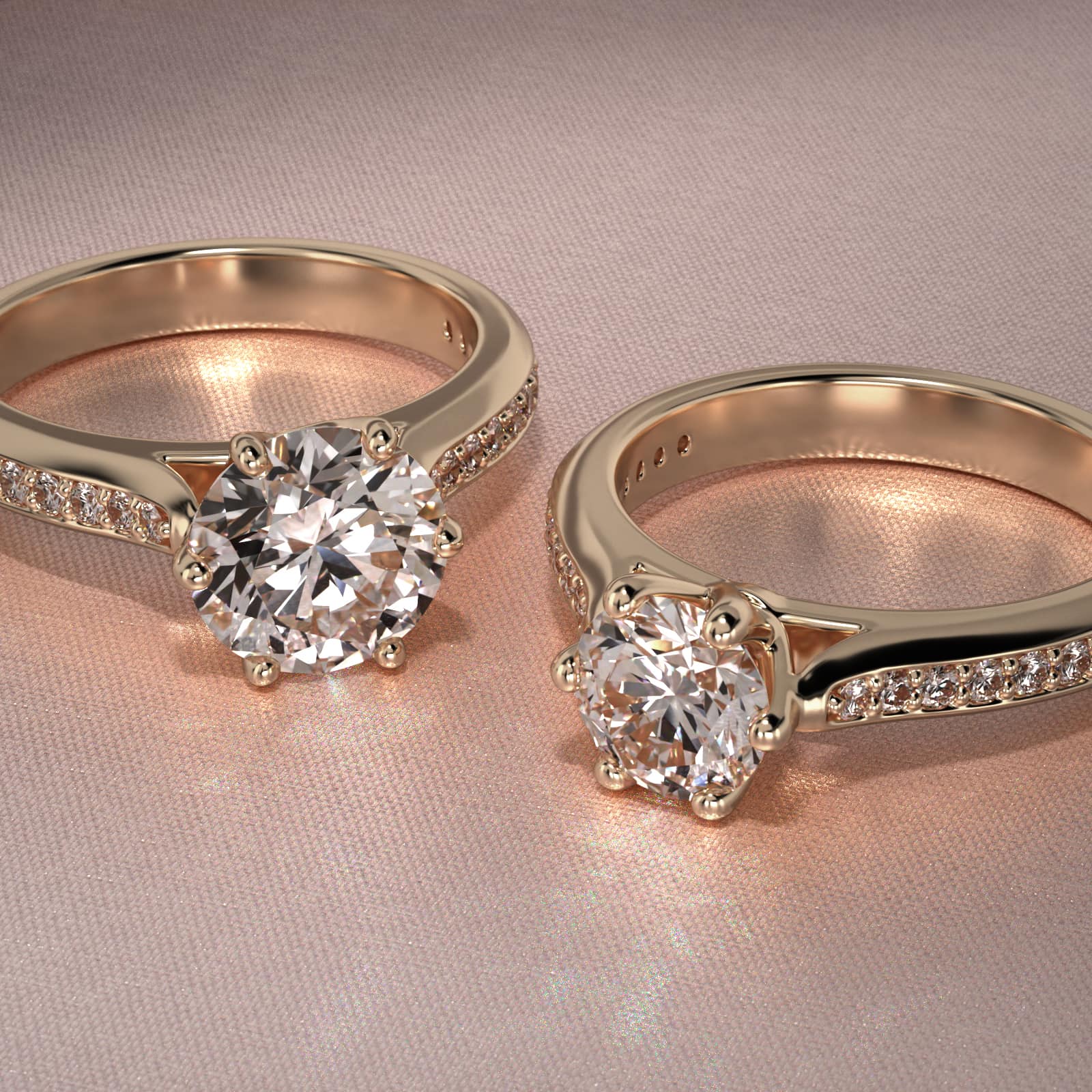 Trellis Pavé Diamond Engagement Ring In 14K Yellow Gold