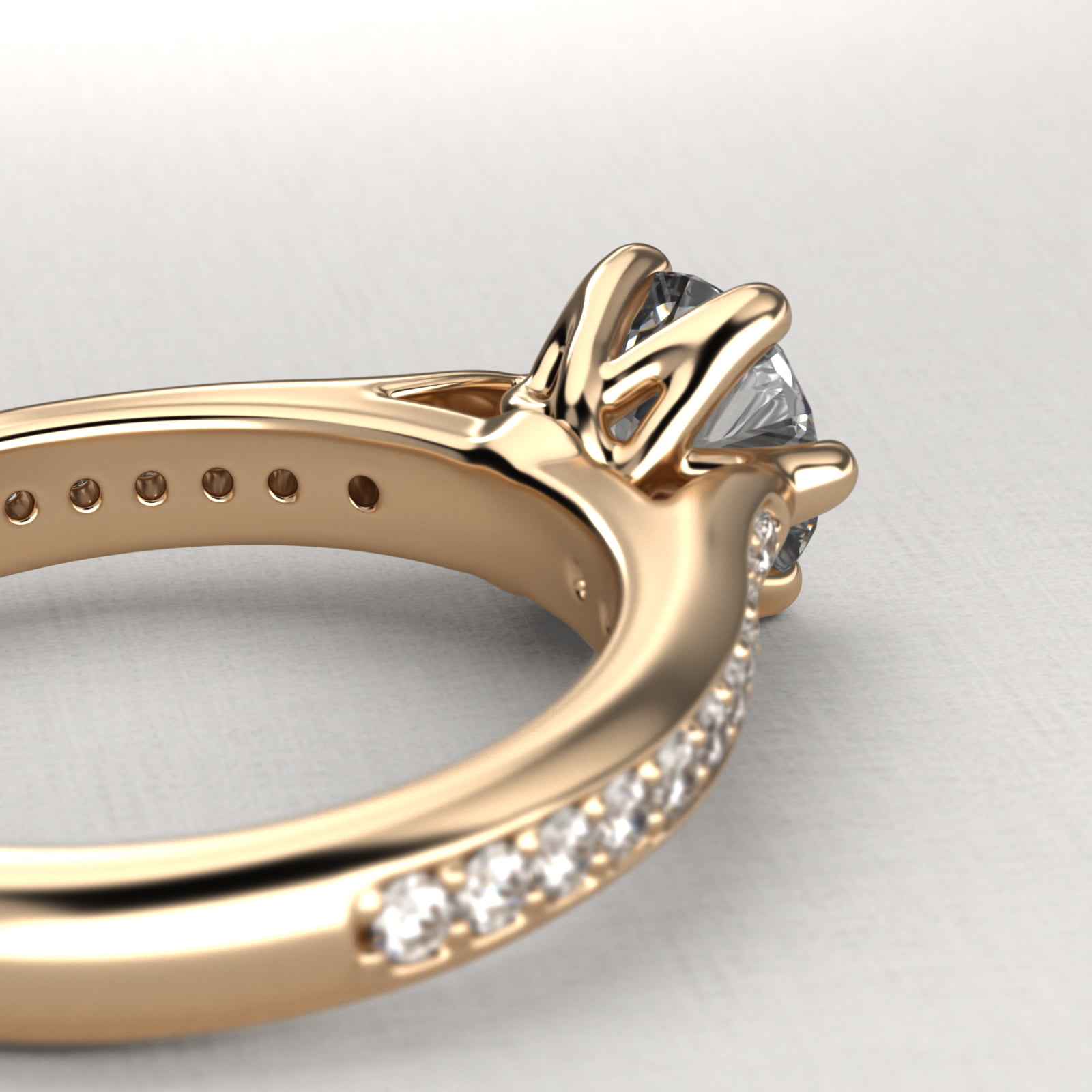 Trellis Pavé Diamond Engagement Ring In 14K Yellow Gold