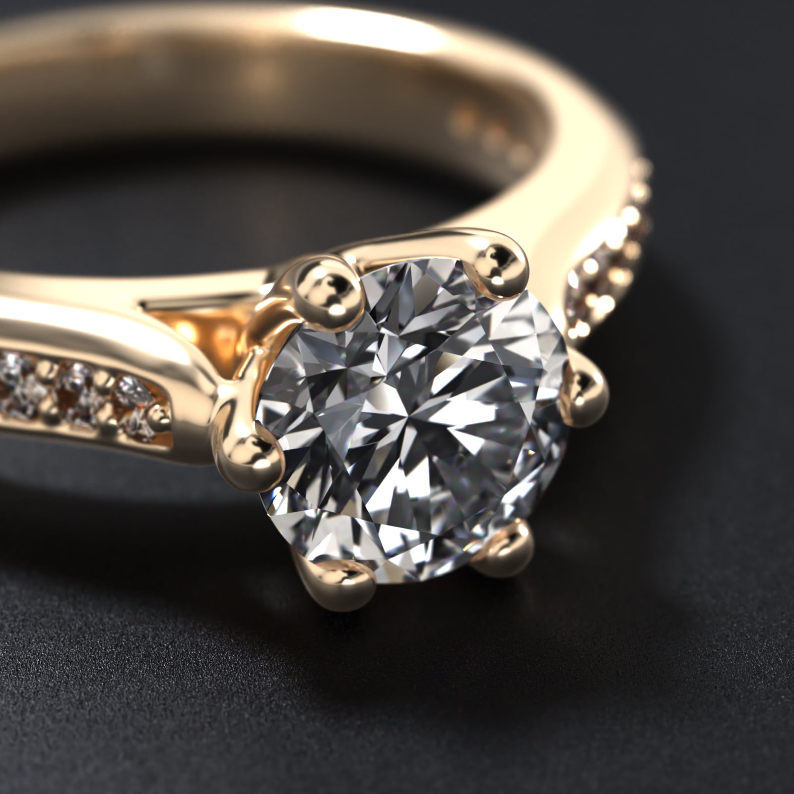 Trellis Pavé Diamond Engagement Ring In 18K Yellow Gold