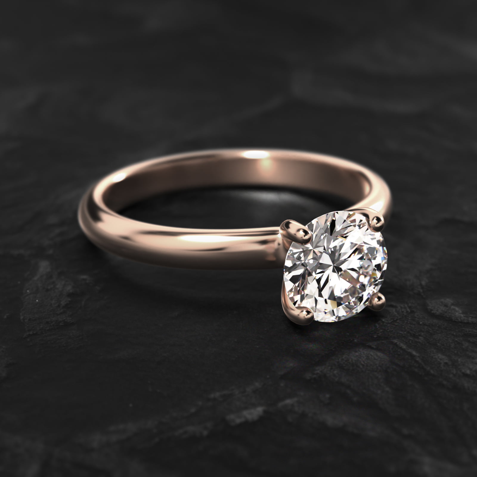 Contour Solitaire Engagement Ring In 14K Rose Gold