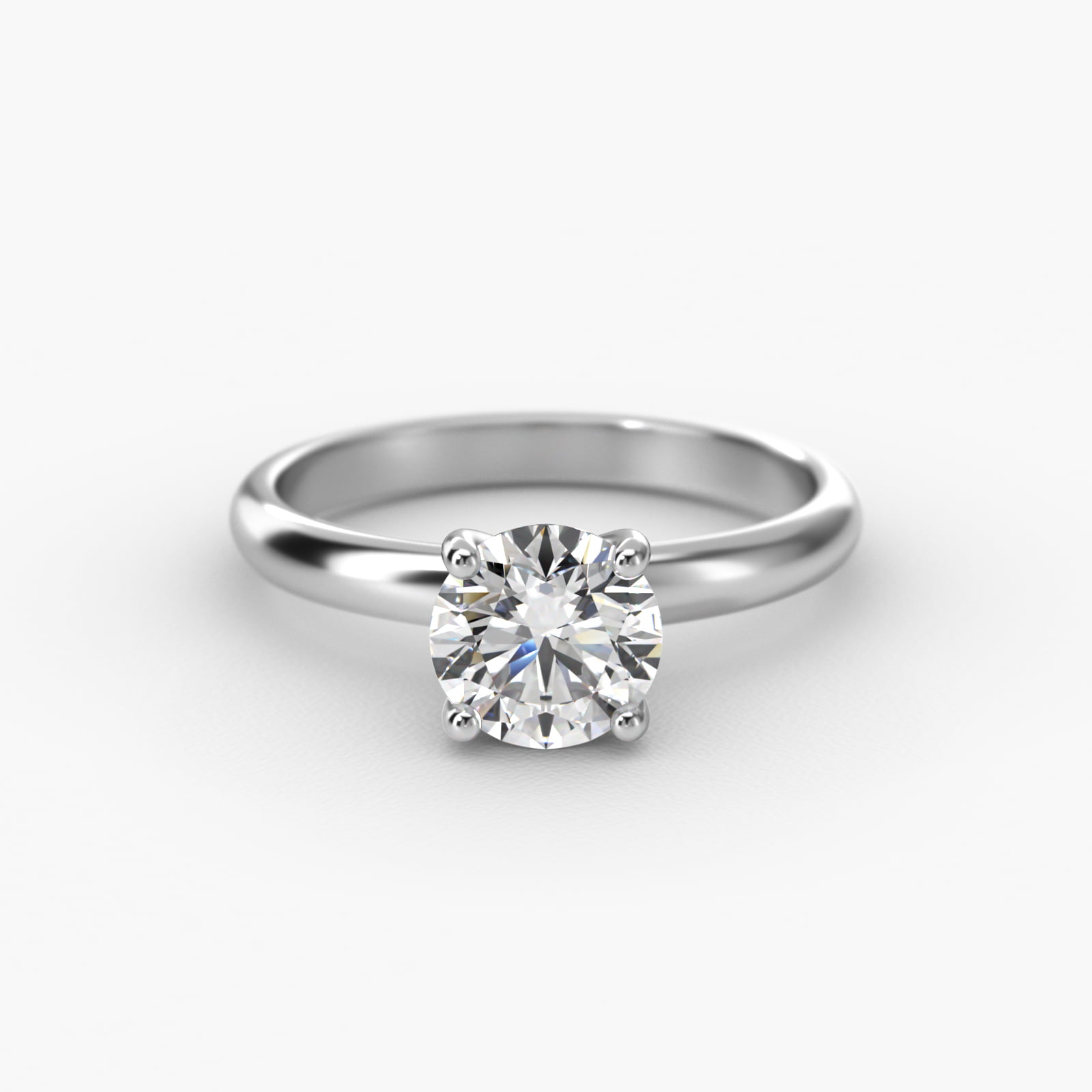 Contour Solitaire Engagement Ring In 18K White Gold