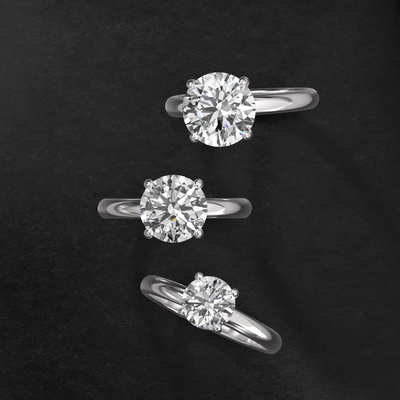 Contour Solitaire Engagement Ring In 18K White Gold