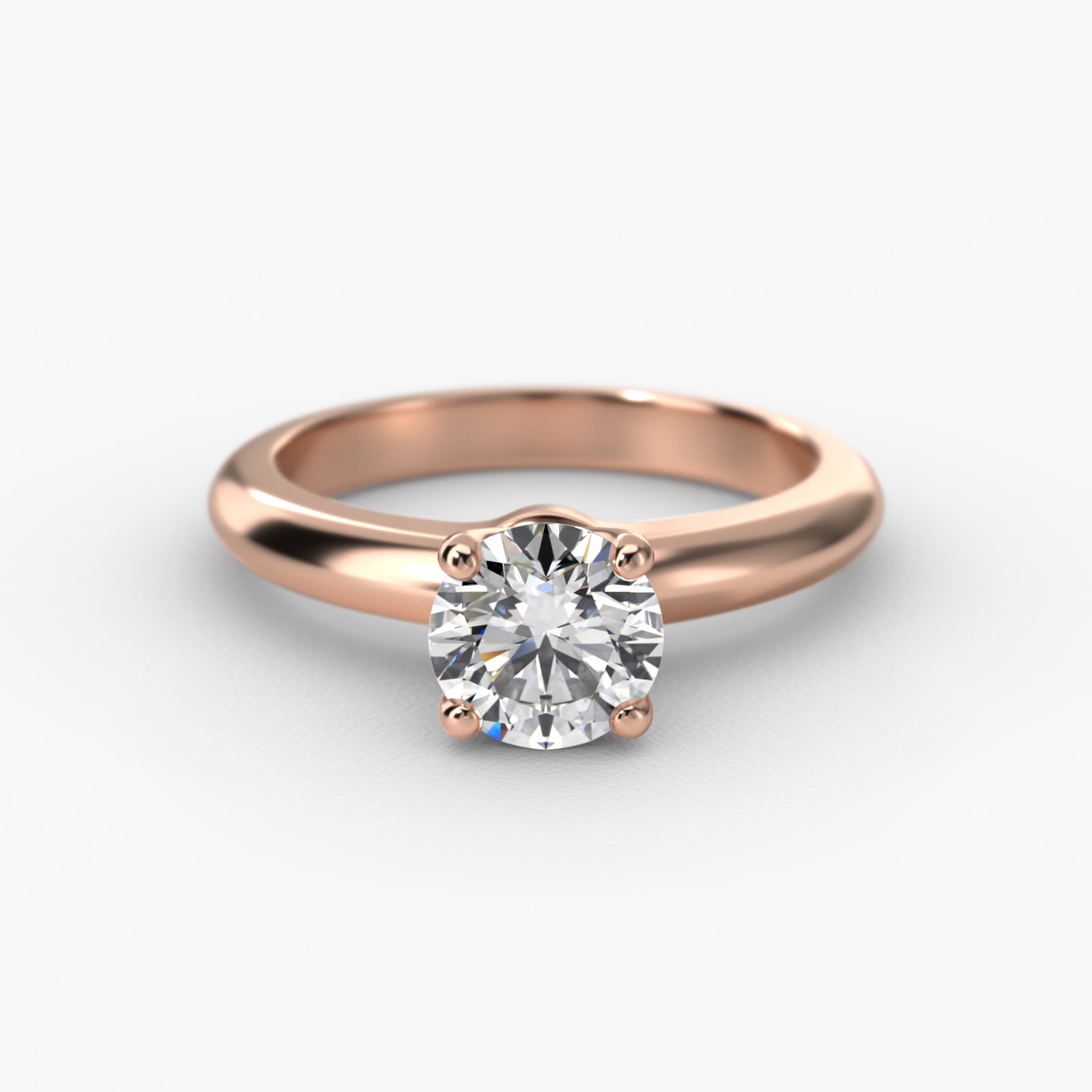 Nouveau Solitaire Engagement Ring In 14K Rose Gold
