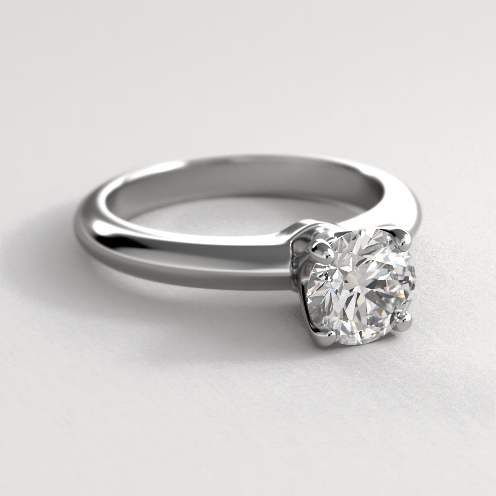 Nouveau Solitaire Engagement Ring In 14K White Gold