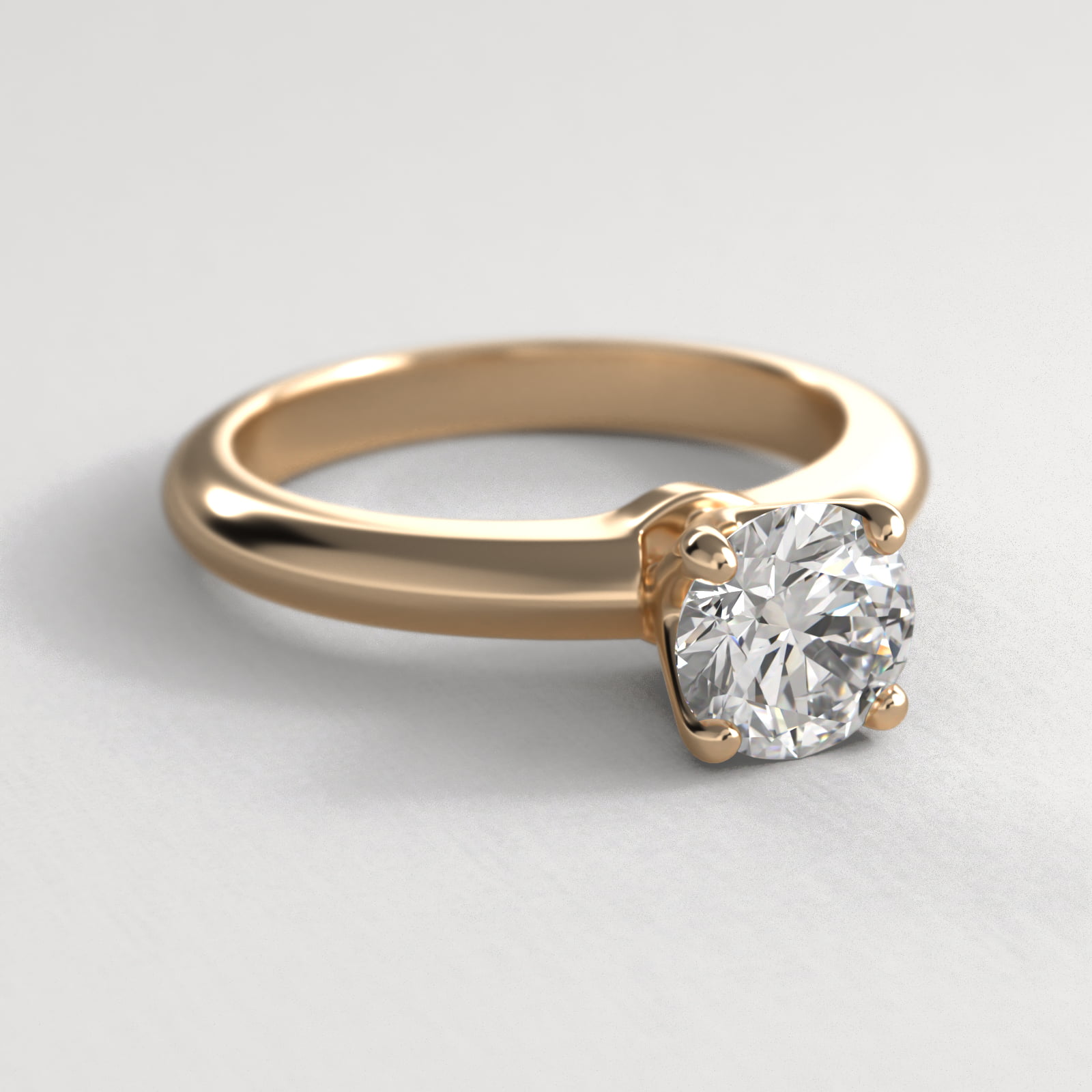 Nouveau Solitaire Engagement Ring In 14K Yellow Gold
