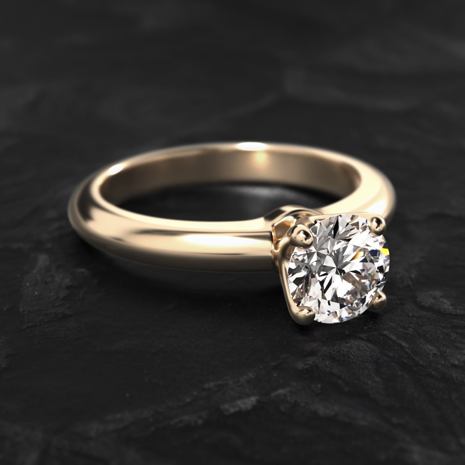 Nouveau Solitaire Engagement Ring In 18K Yellow Gold