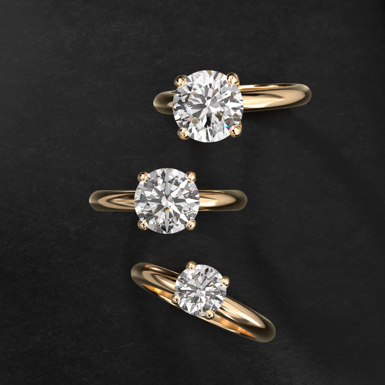 Nouveau Solitaire Engagement Ring In 18K Yellow Gold