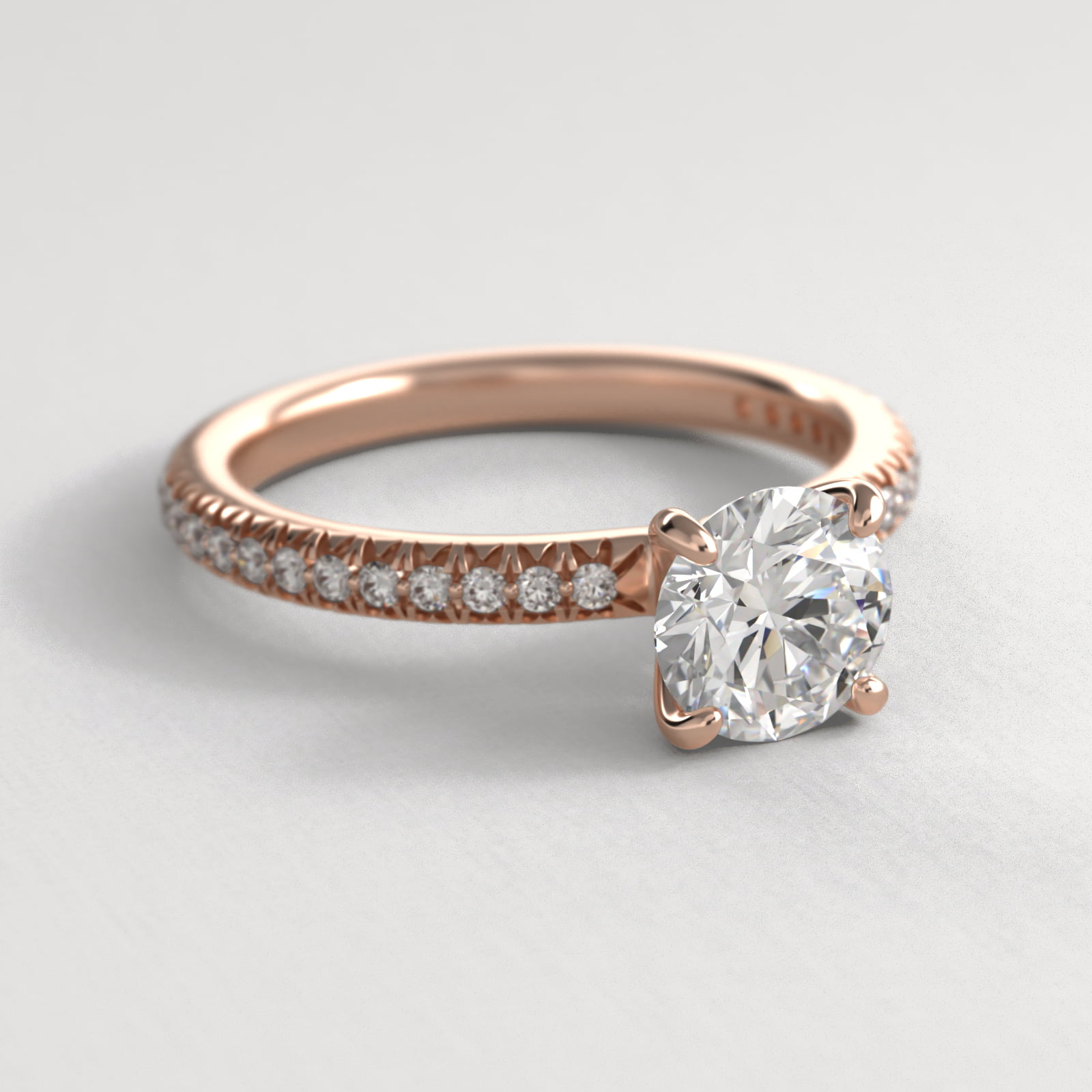 Pavé Contour Diamond Engagement Ring In 14K Rose Gold