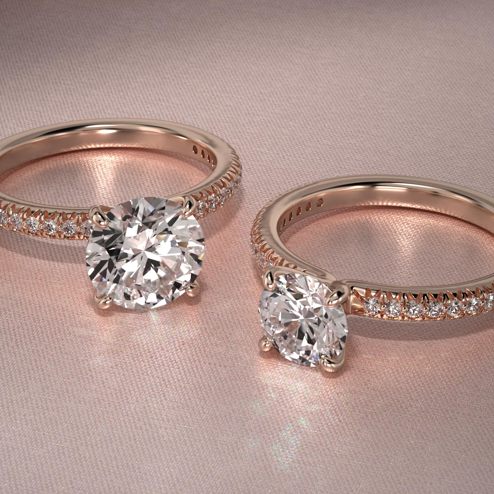Pavé Contour Diamond Engagement Ring In 14K Rose Gold