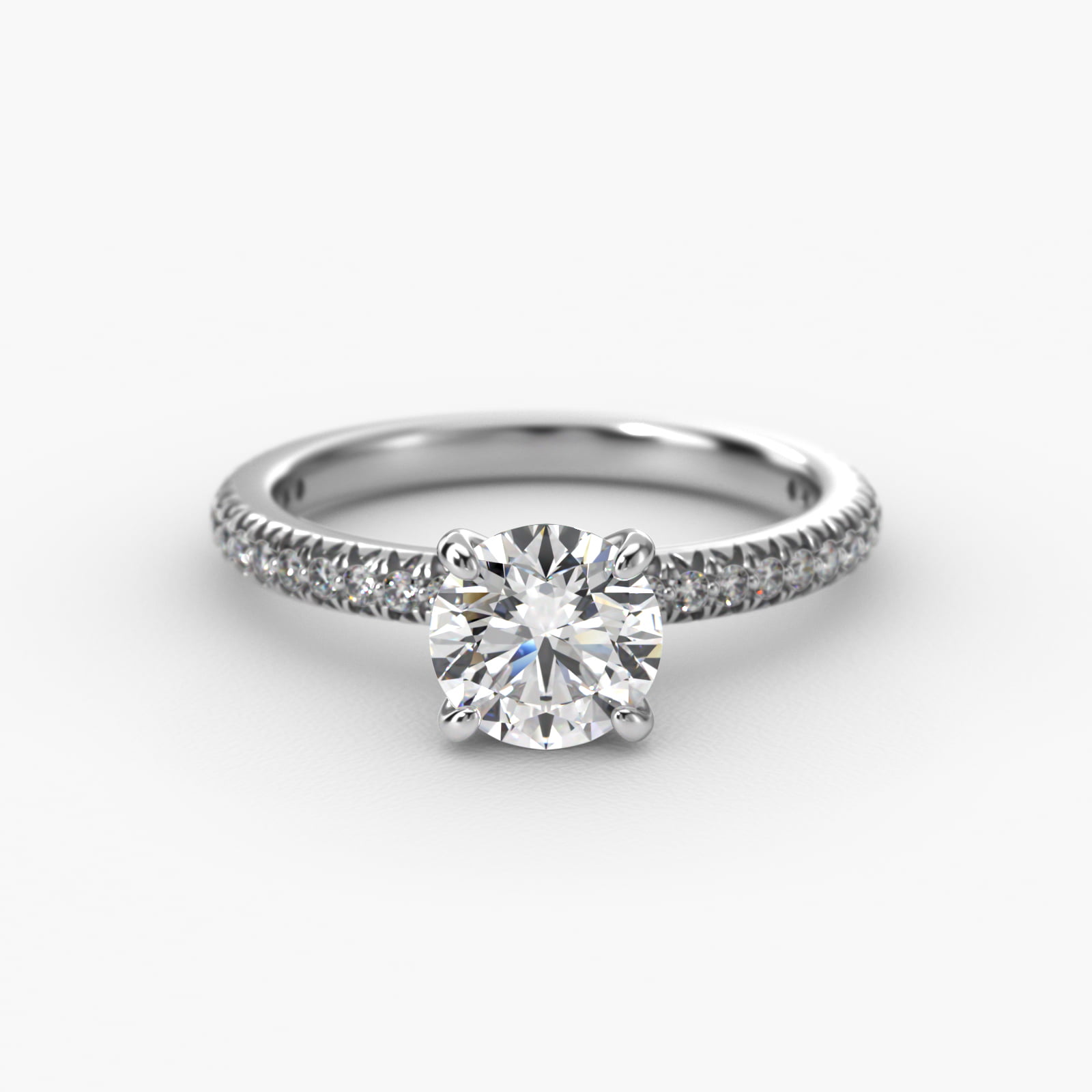 Pavé Contour Diamond Engagement Ring In 14K White Gold